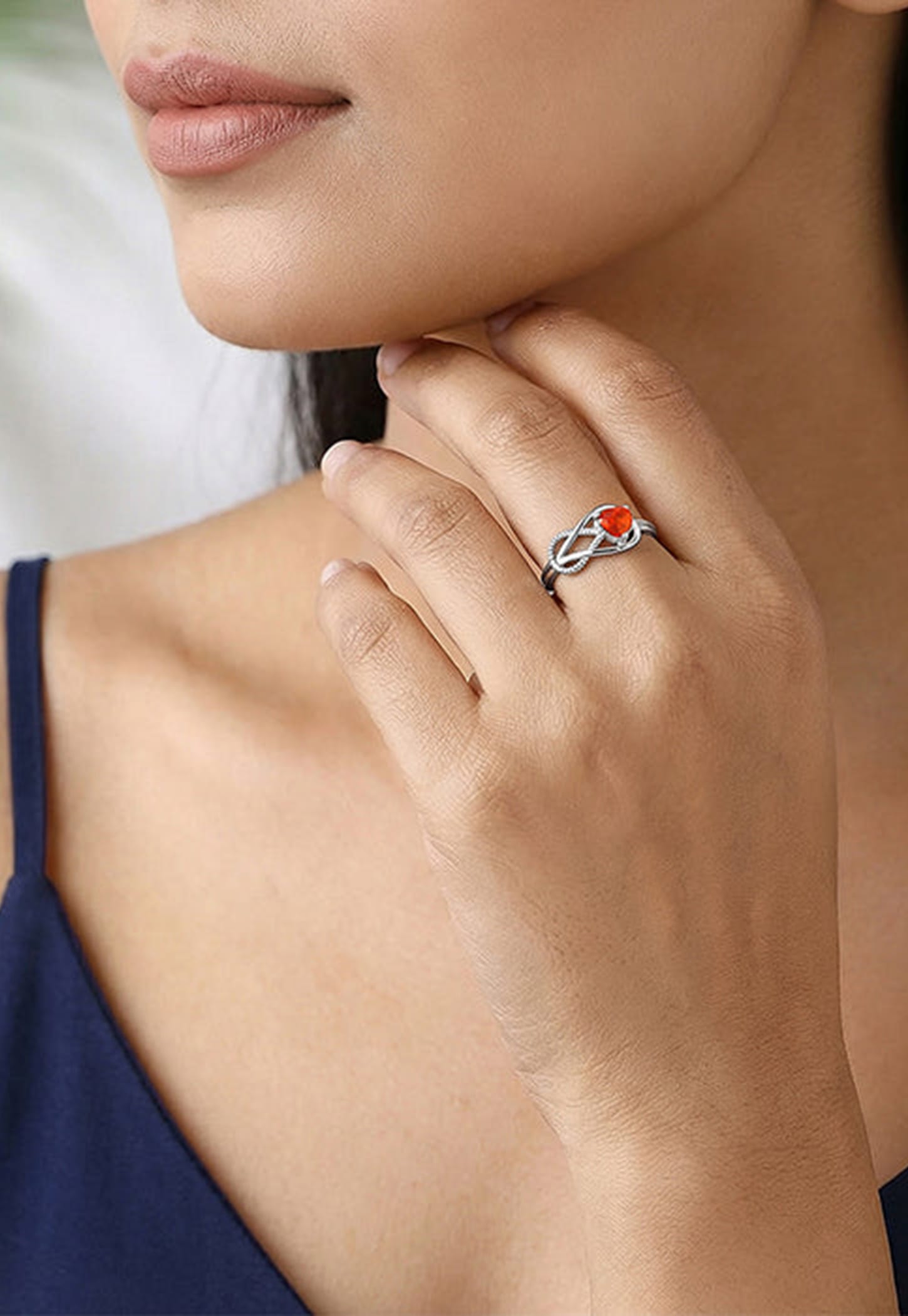 GIVA Silent Vows Sterling Silver Finger Ring-image-13