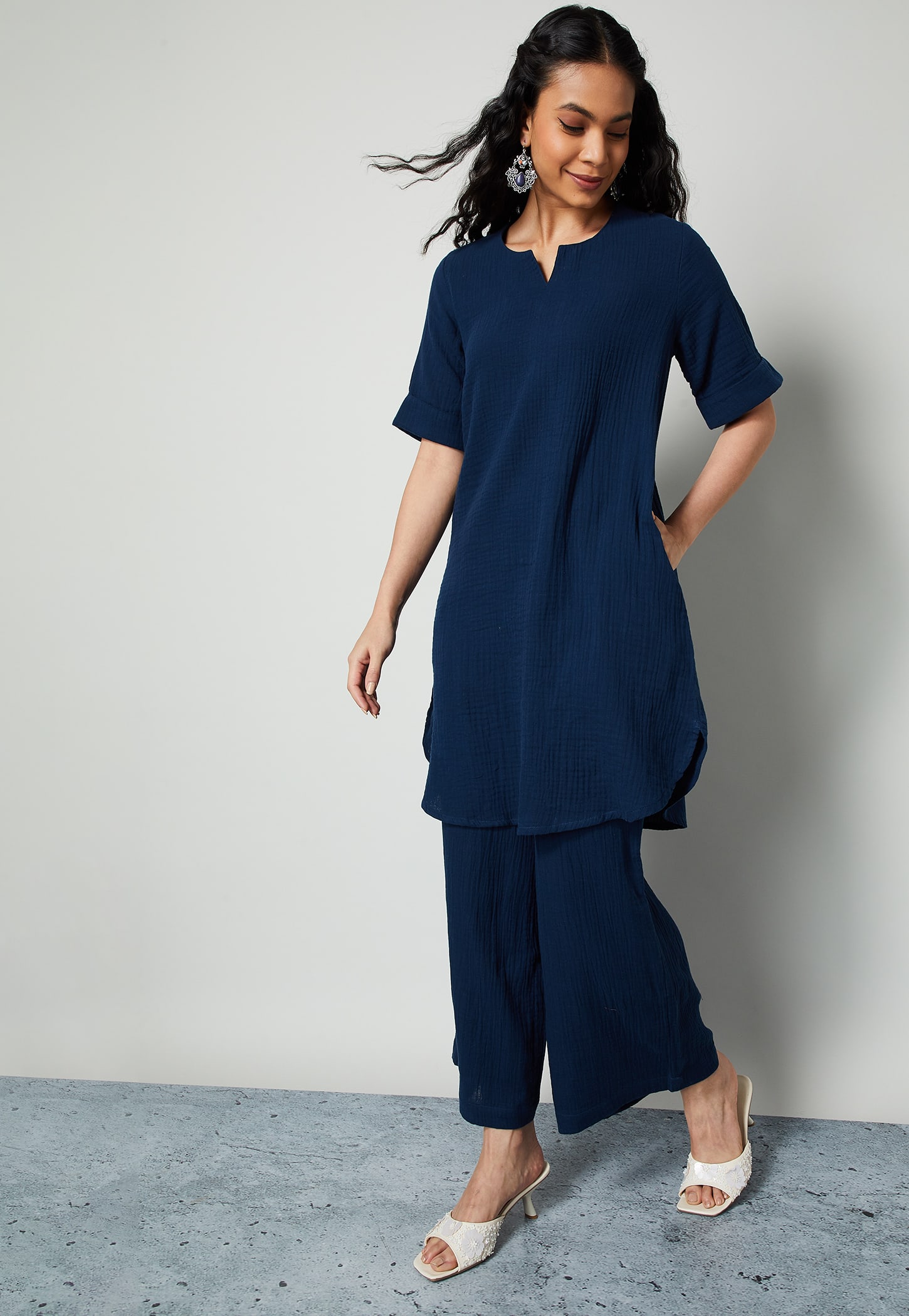 MELANGE Textured Straight Kurta Set-picture-42