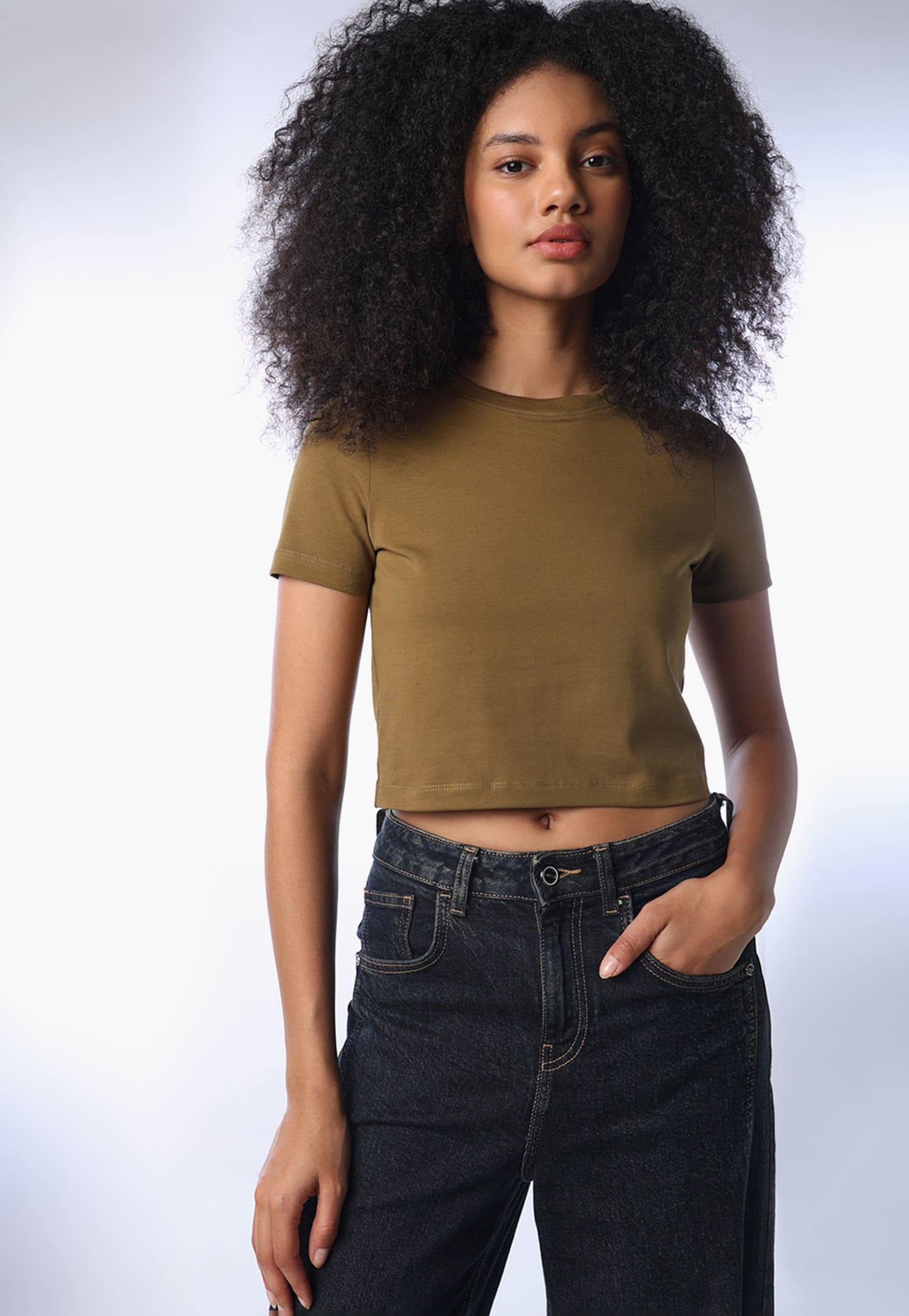 ONLY Solid Crop T-shirt-picture-54