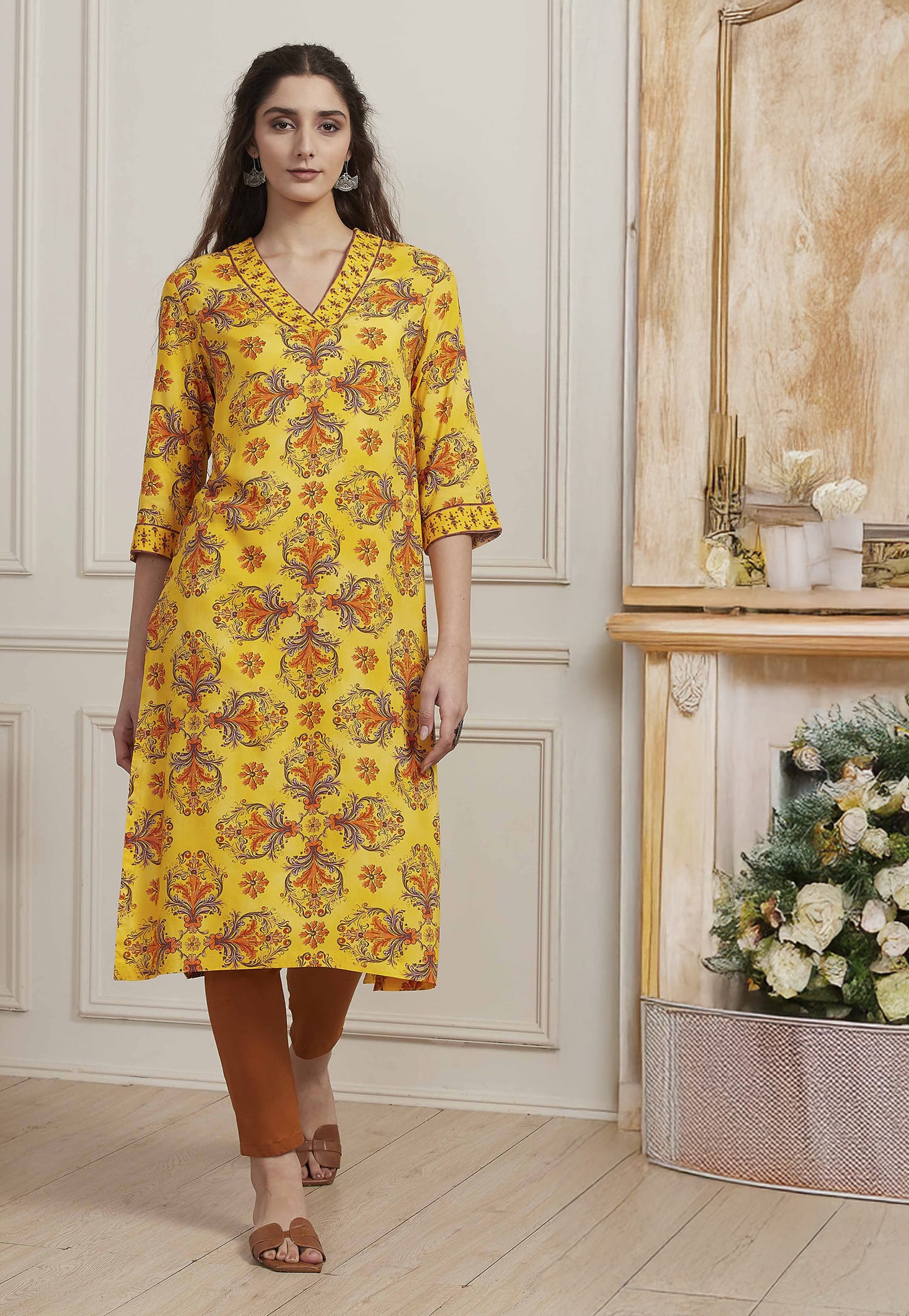 BIBA Ethnic Motif Straight Kurta-picture-24