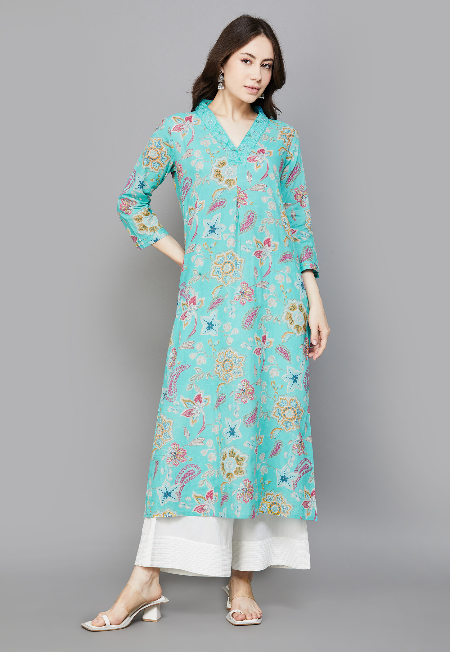 FASHOR Floral Print A-line Kurta-picture-39