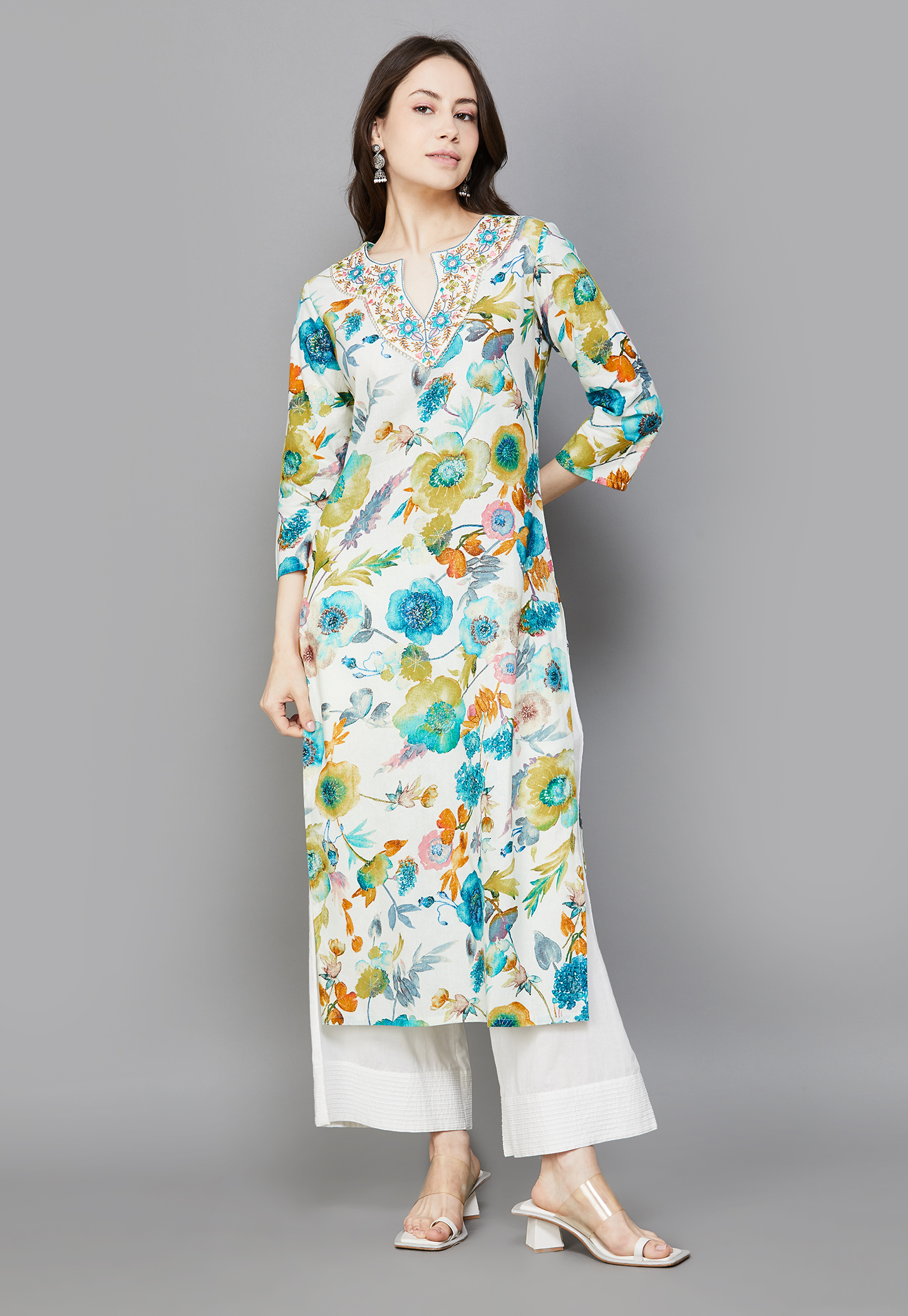 FASHOR Floral Print Straight Kurta-picture-33