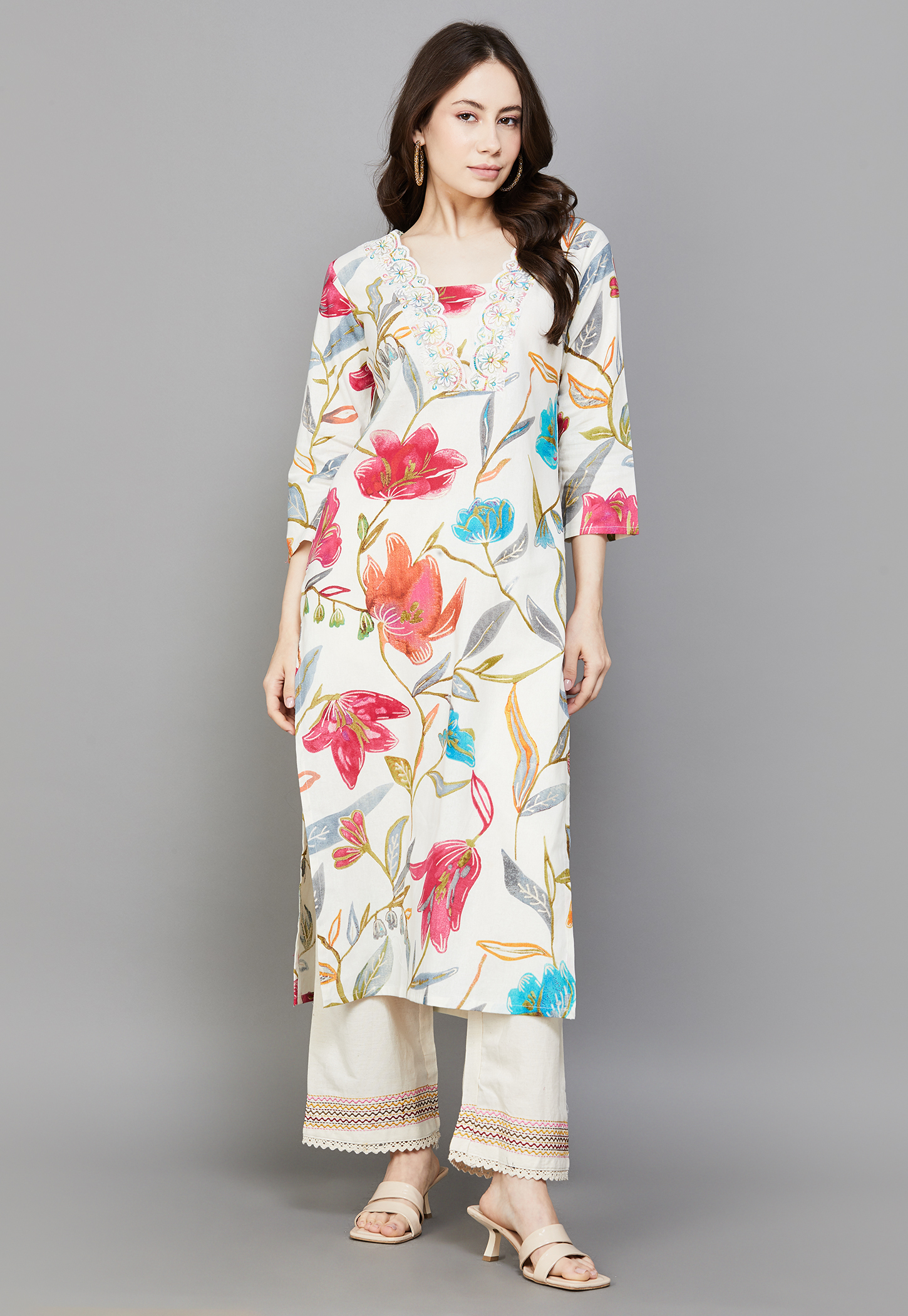 FASHOR Floral Print Straight Kurta-picture-45
