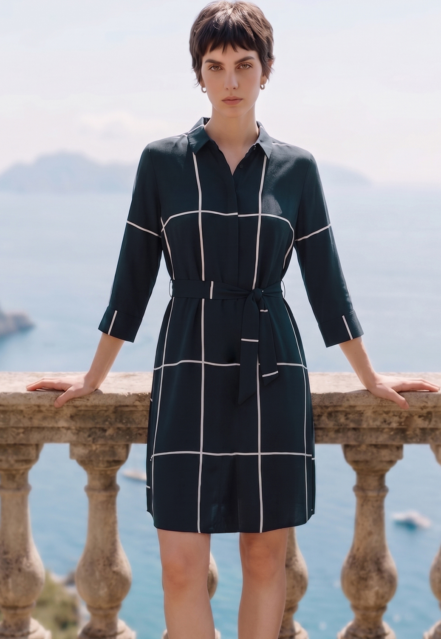 CODE CLASSIC Checked Belted Shirt Dress-picture-16
