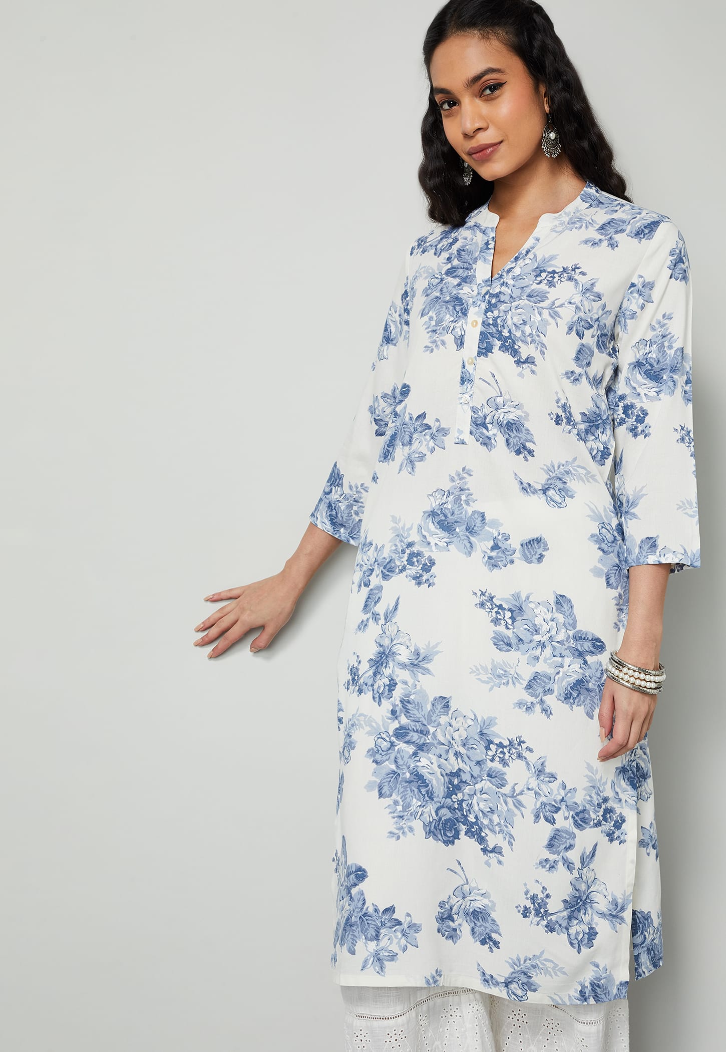 MELANGE Floral Printed Straight Kurta