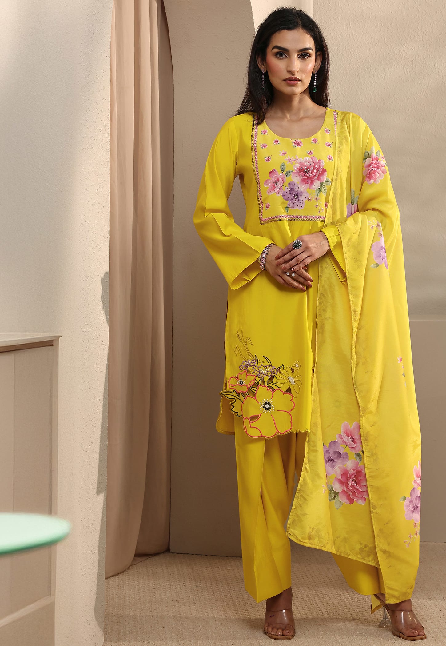 LIBAS Floral Print Straight Kurta Set-picture-36