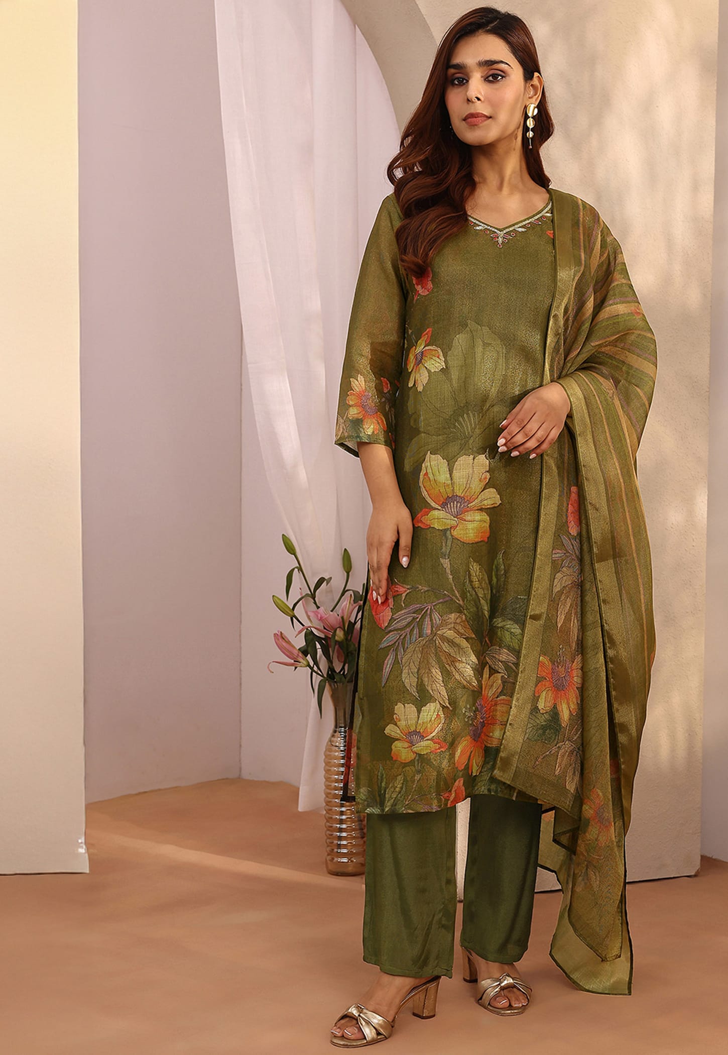 LIBAS Floral Print Palazzo Kurta Set-picture-21