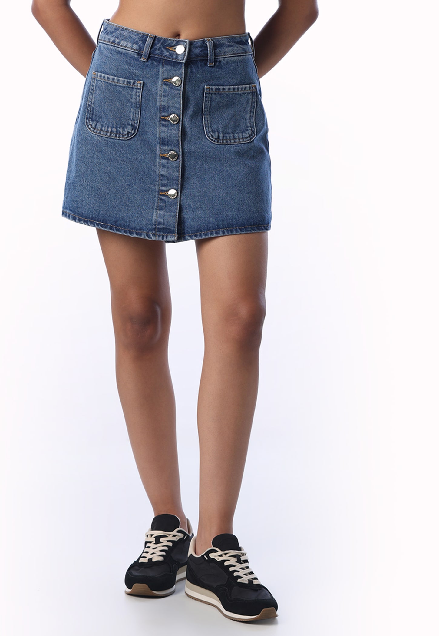 ONLY Solid Denim Skirt-picture-35