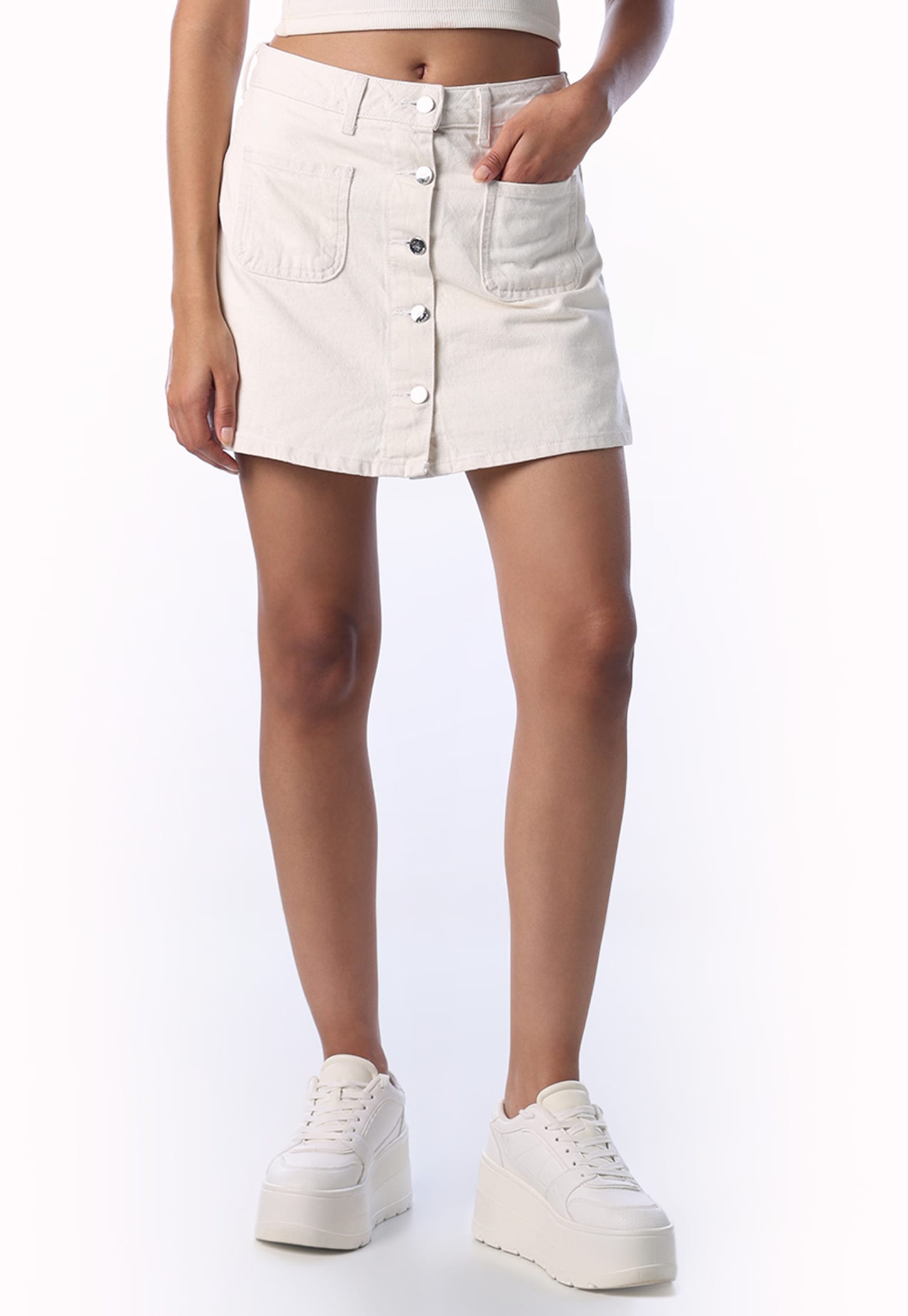 ONLY Button-Front A-Line Skirt-picture-12