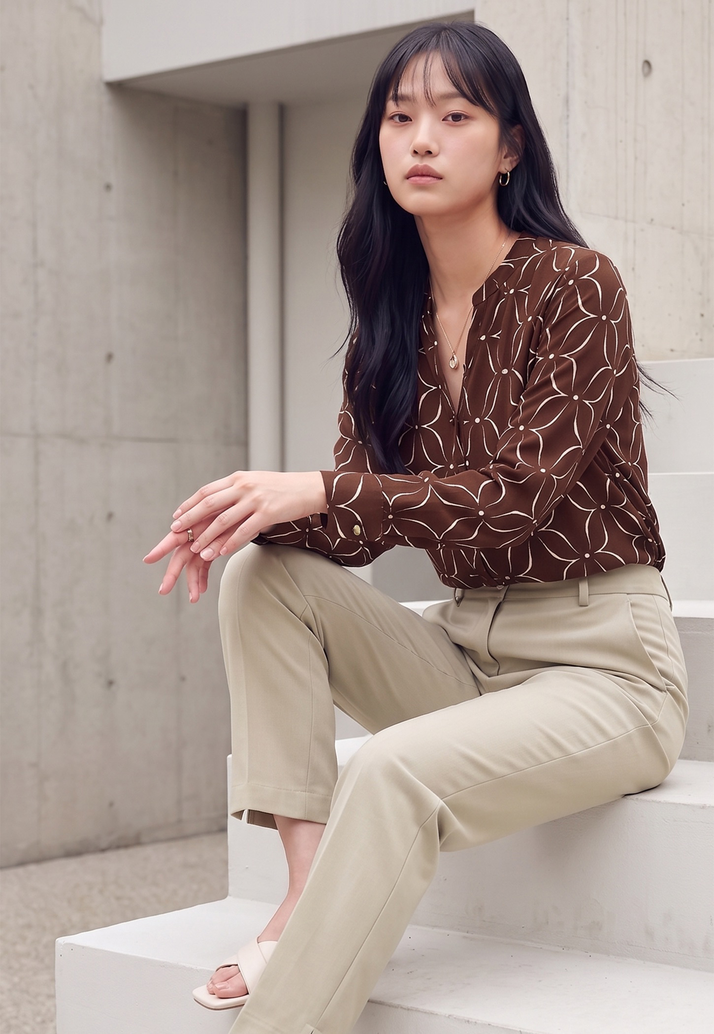 CODE CLASSIC Printed V-Neck Full Sleeves Top-picture-22