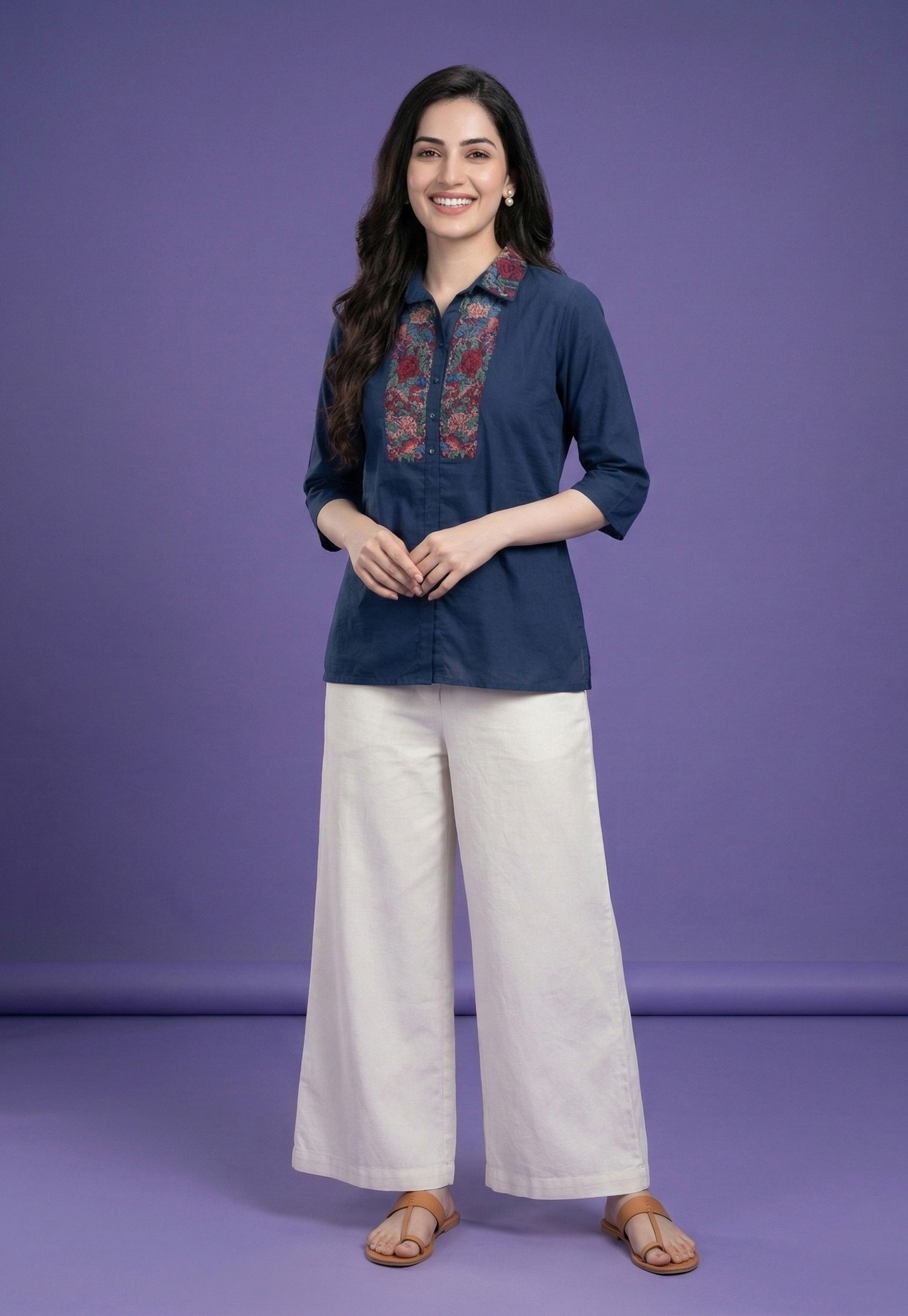 SPAN Embroidered Straight Collared Kurti-picture-37