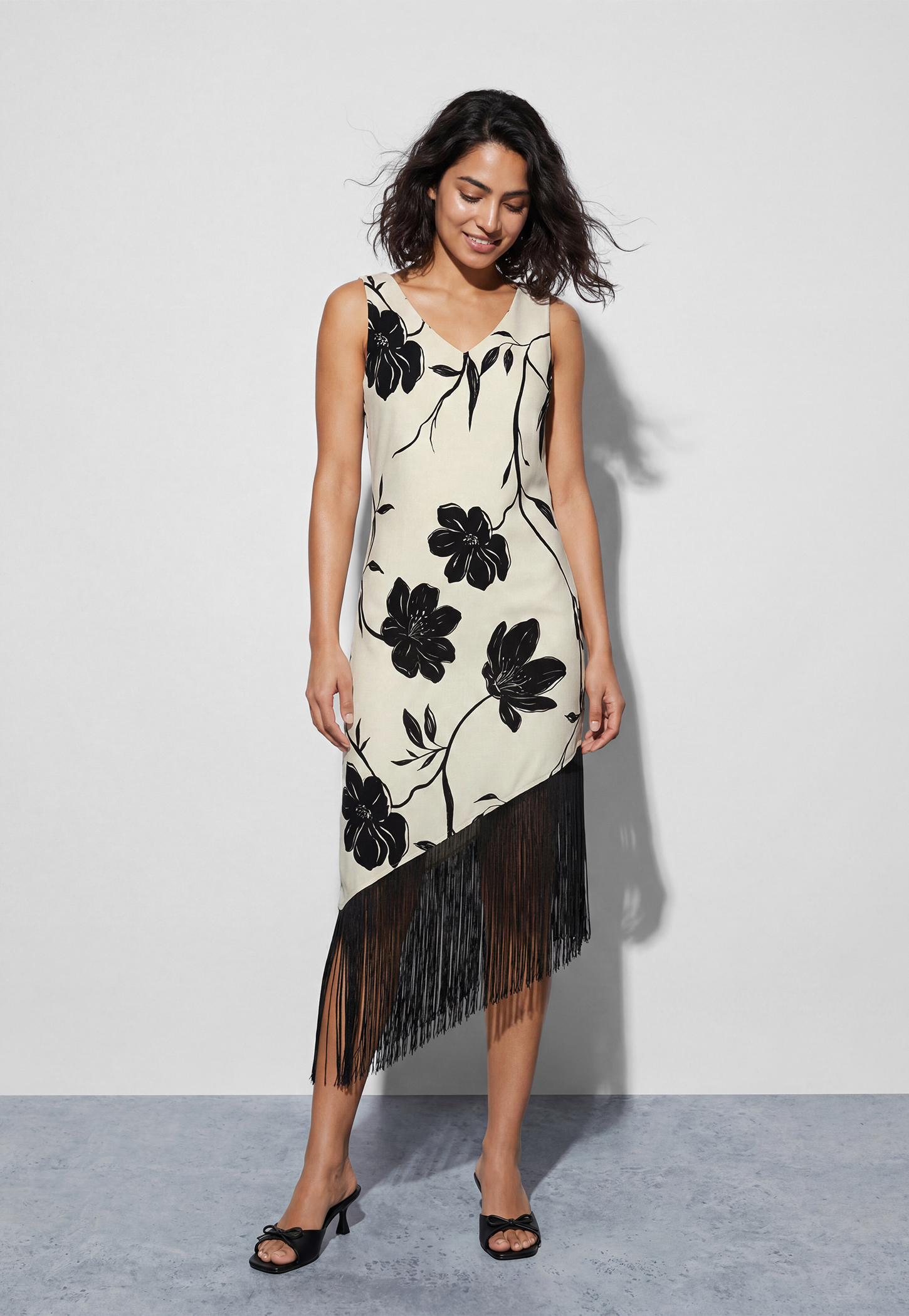 CODE Floral Print Asymmetric Hem Dress-picture-51