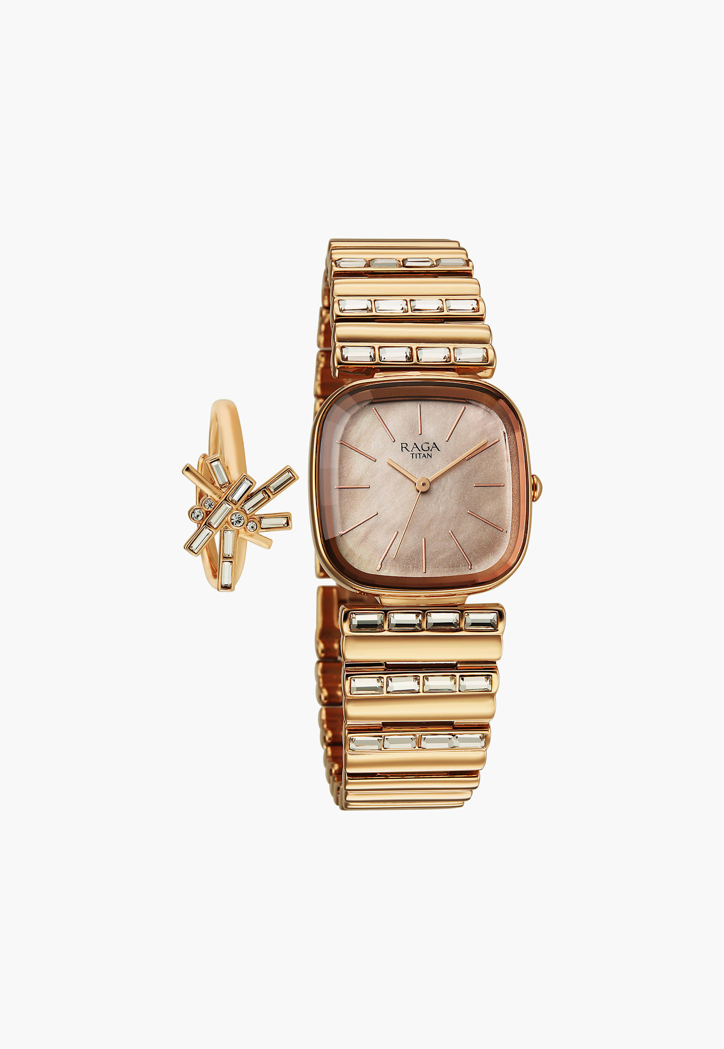 TITAN Raga Glimmers Watch with Ring - NU95339WM01F