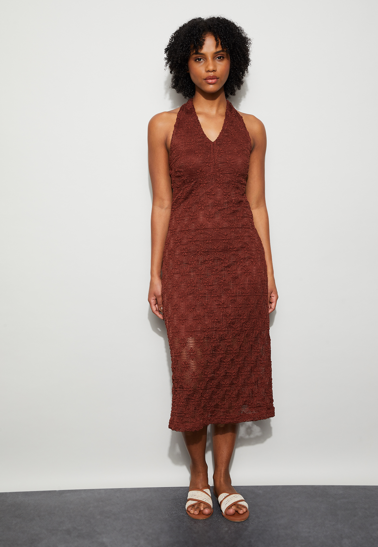 GINGER Textured Bodycon Midi Dress-image-19
