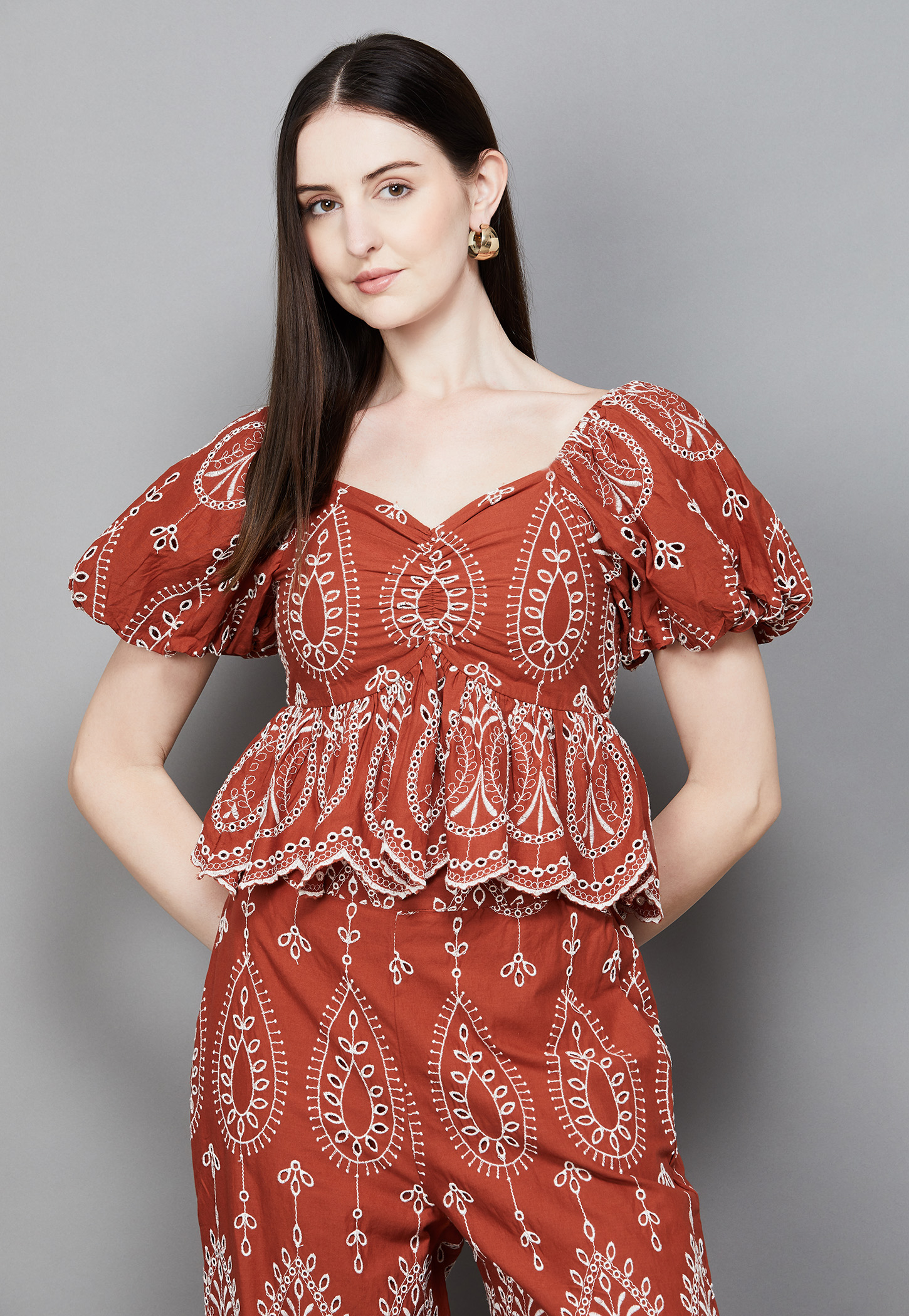 VERO MODA Schiffli Peplum Top-picture-36