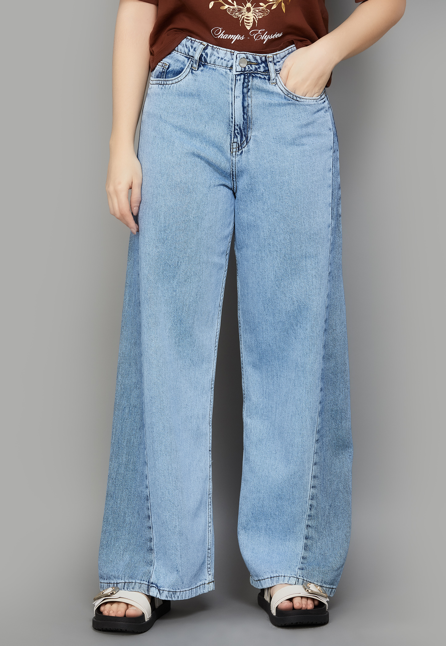 KRAUS Solid Wide Leg Jeans-picture-17
