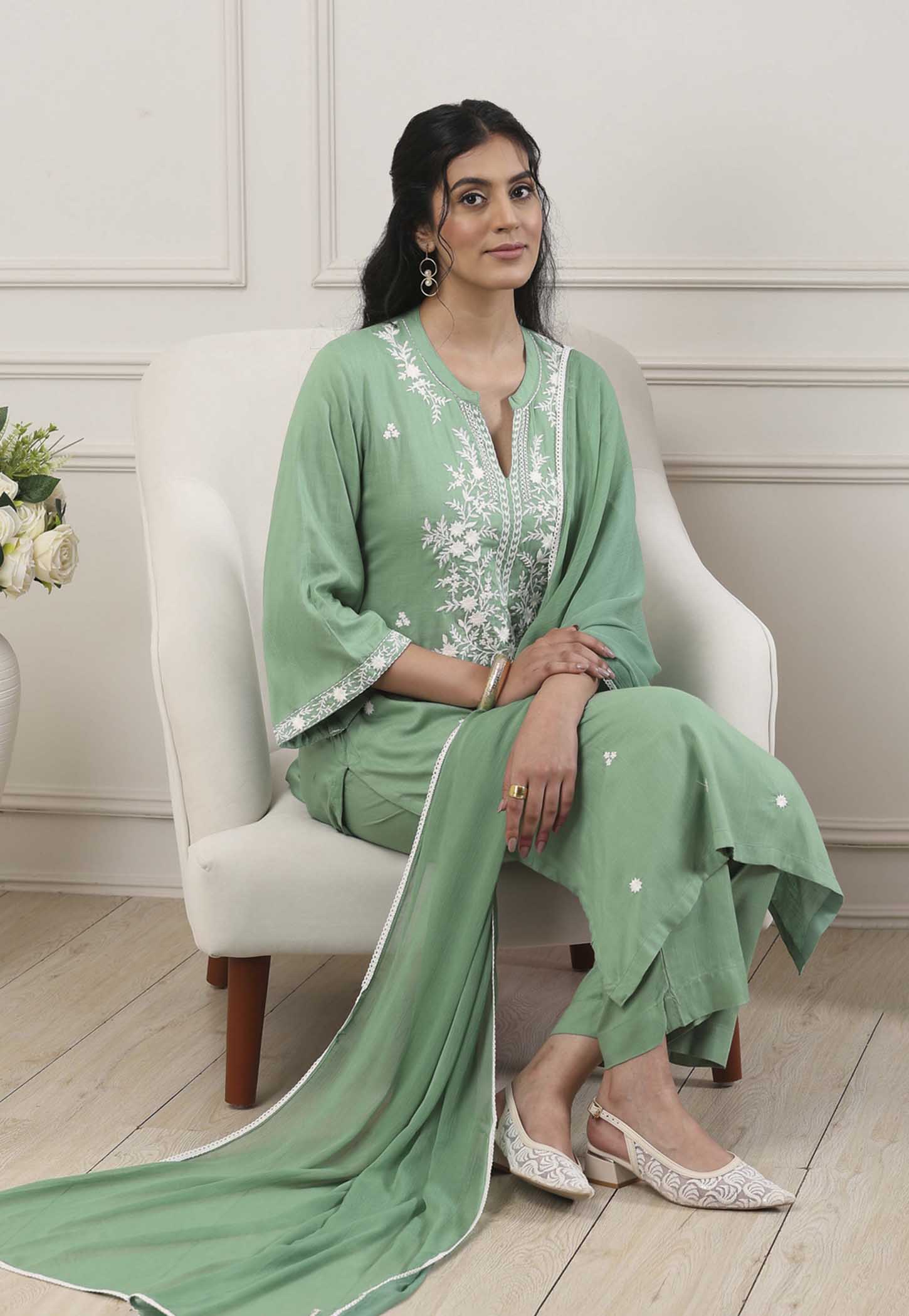BIBA Embroidered Kurta Set-picture-21