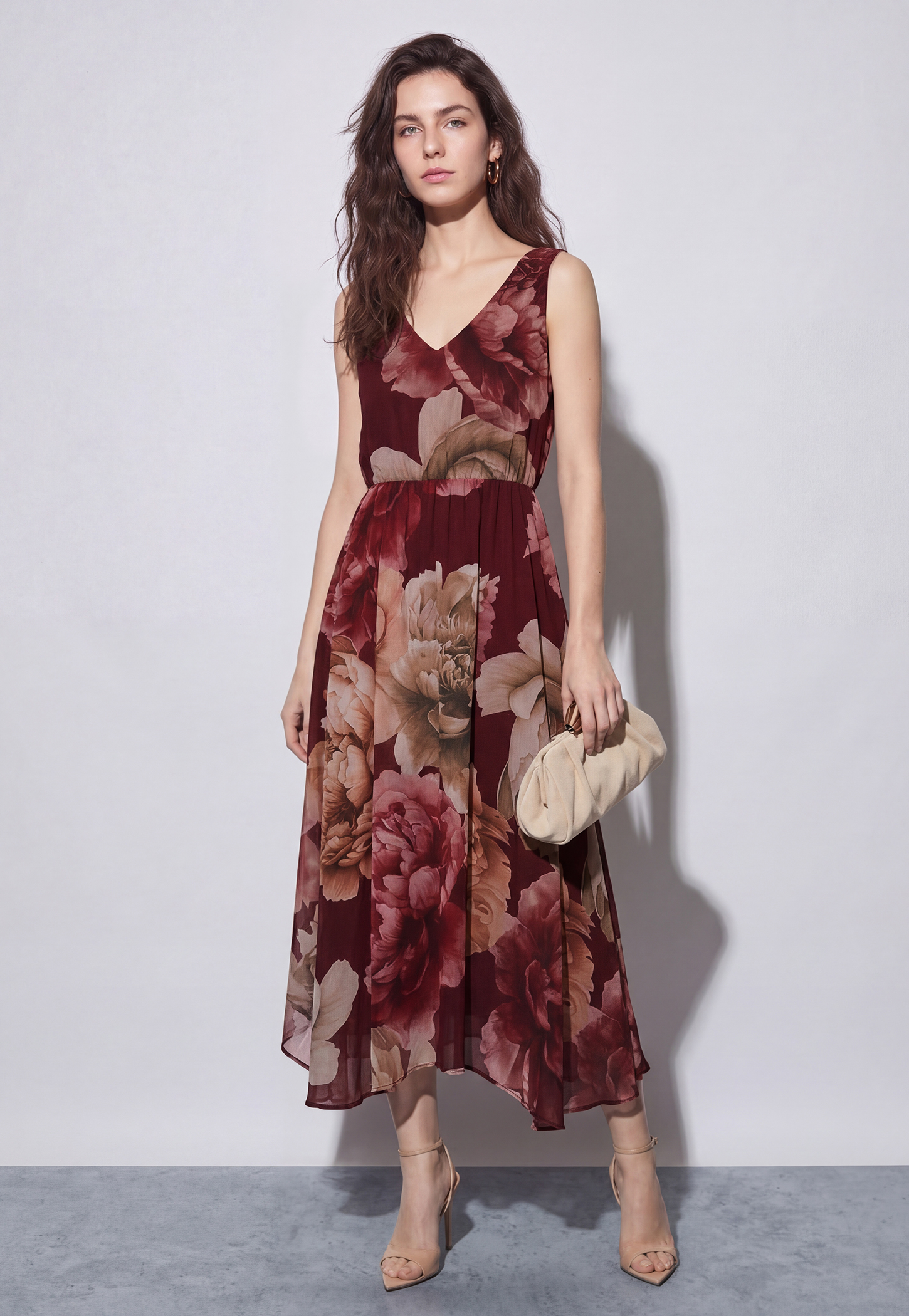 CODE Floral Print V-Neck Fit & Flare Dress-picture-28