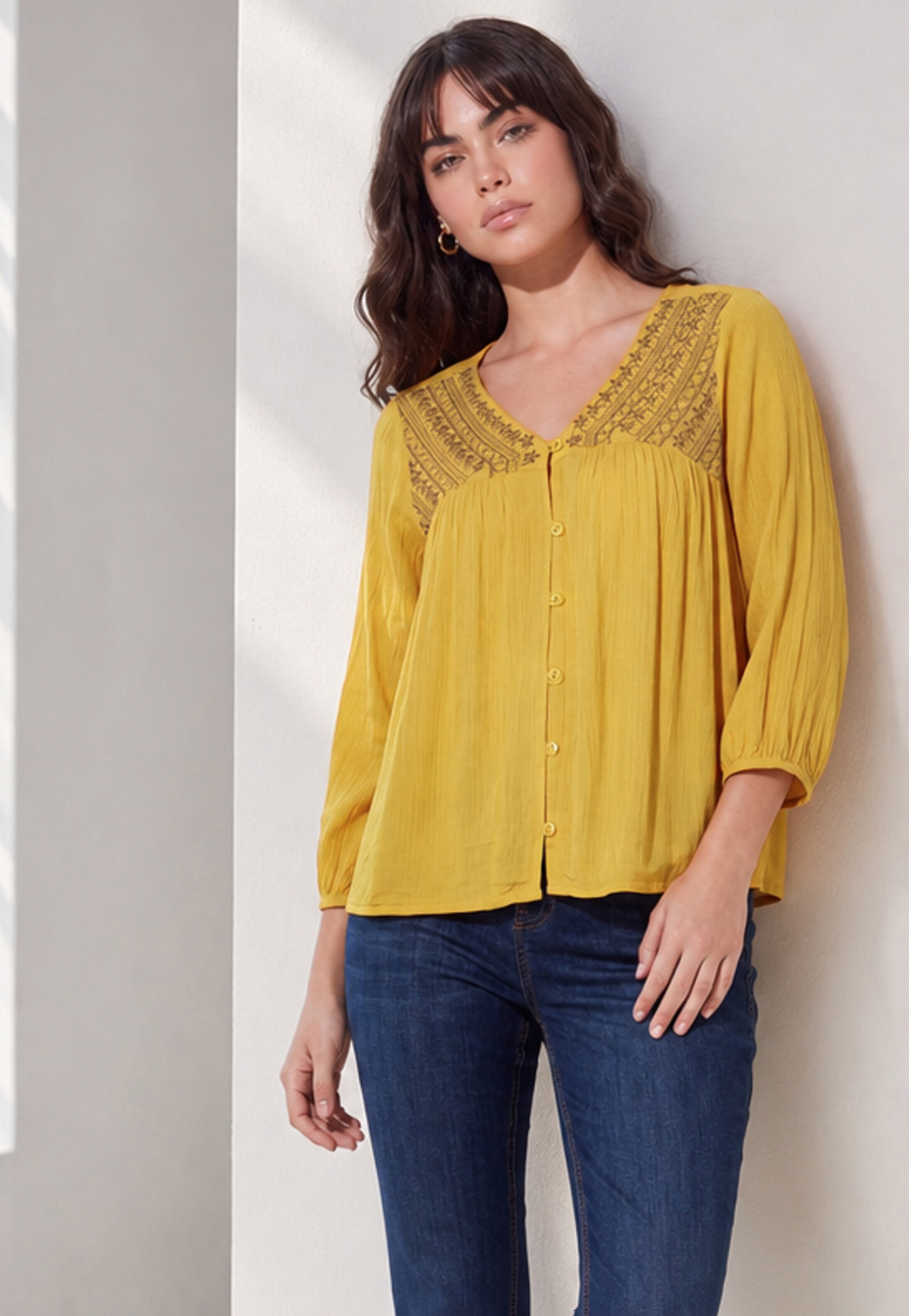 FAME FOREVER Embroidered Buttoned Top-picture-35