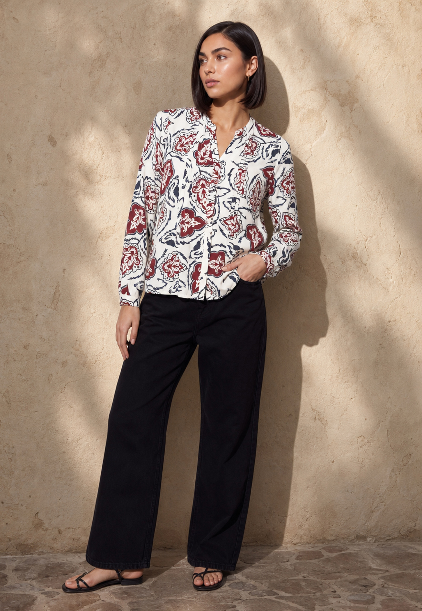 FAME FOREVER Printed Buttoned Top-picture-36