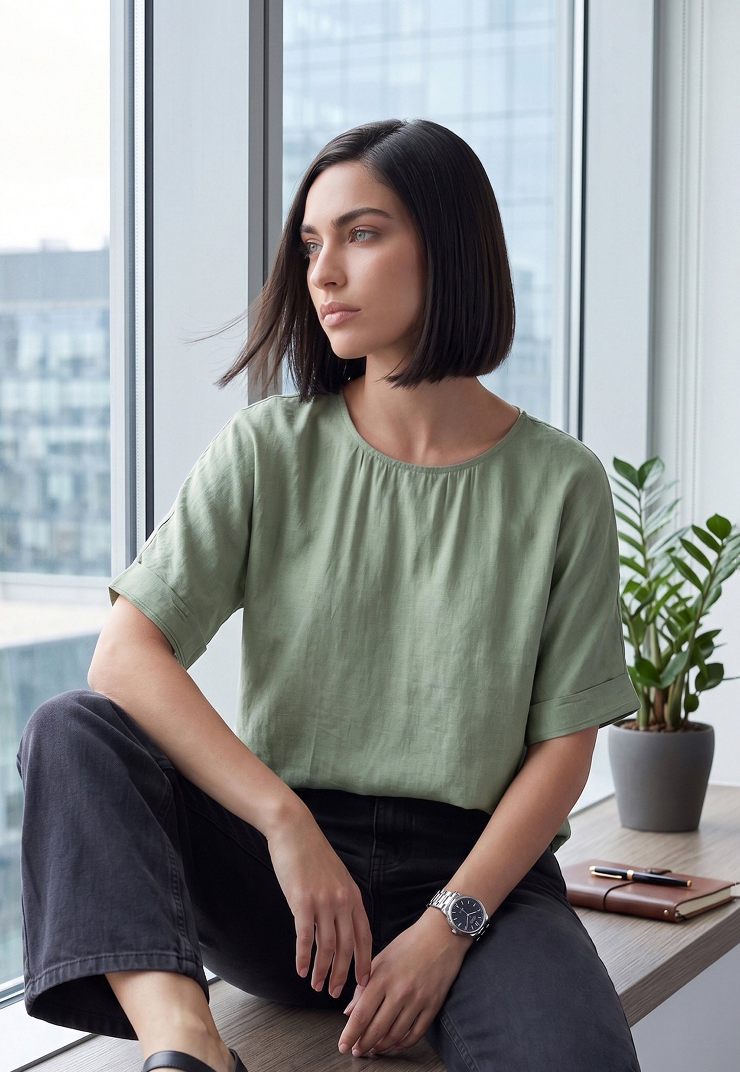 FAME FOREVER Solid Button Closure Top-picture-50