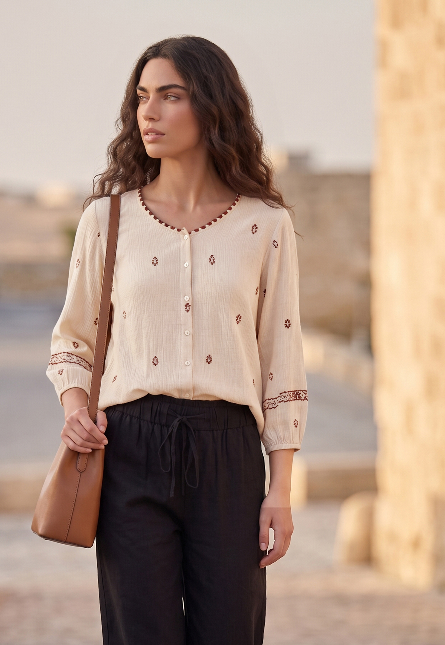 FAME FOREVER Embroidered Buttoned Top-picture-25