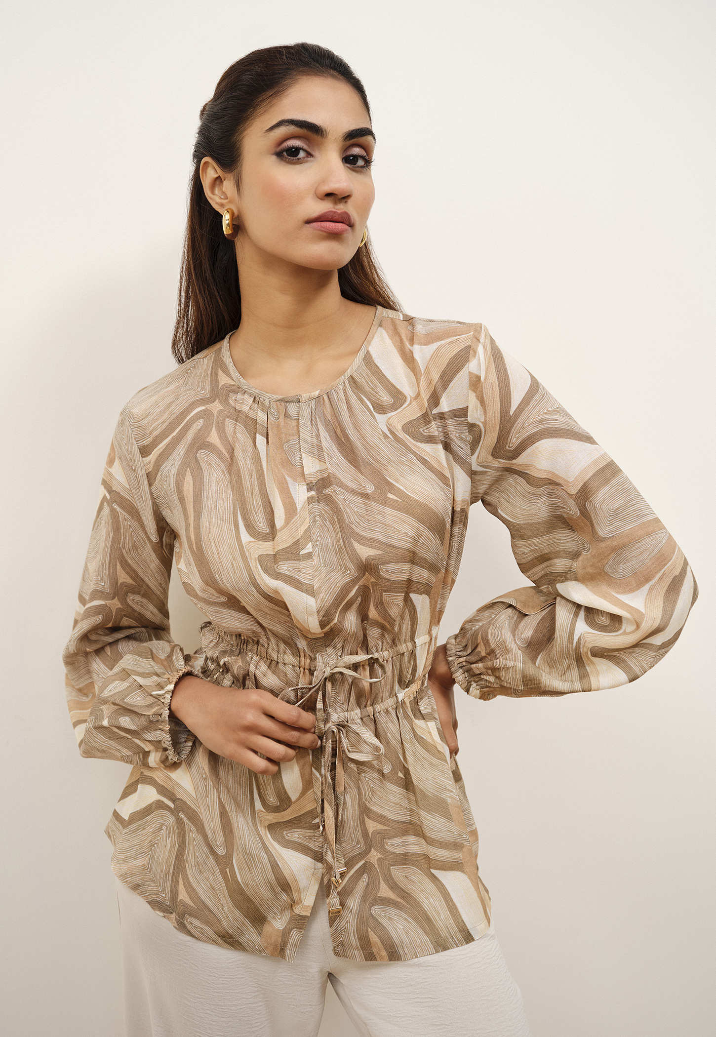 AND Abstract Print Tie-Up Regular Top-picture-54