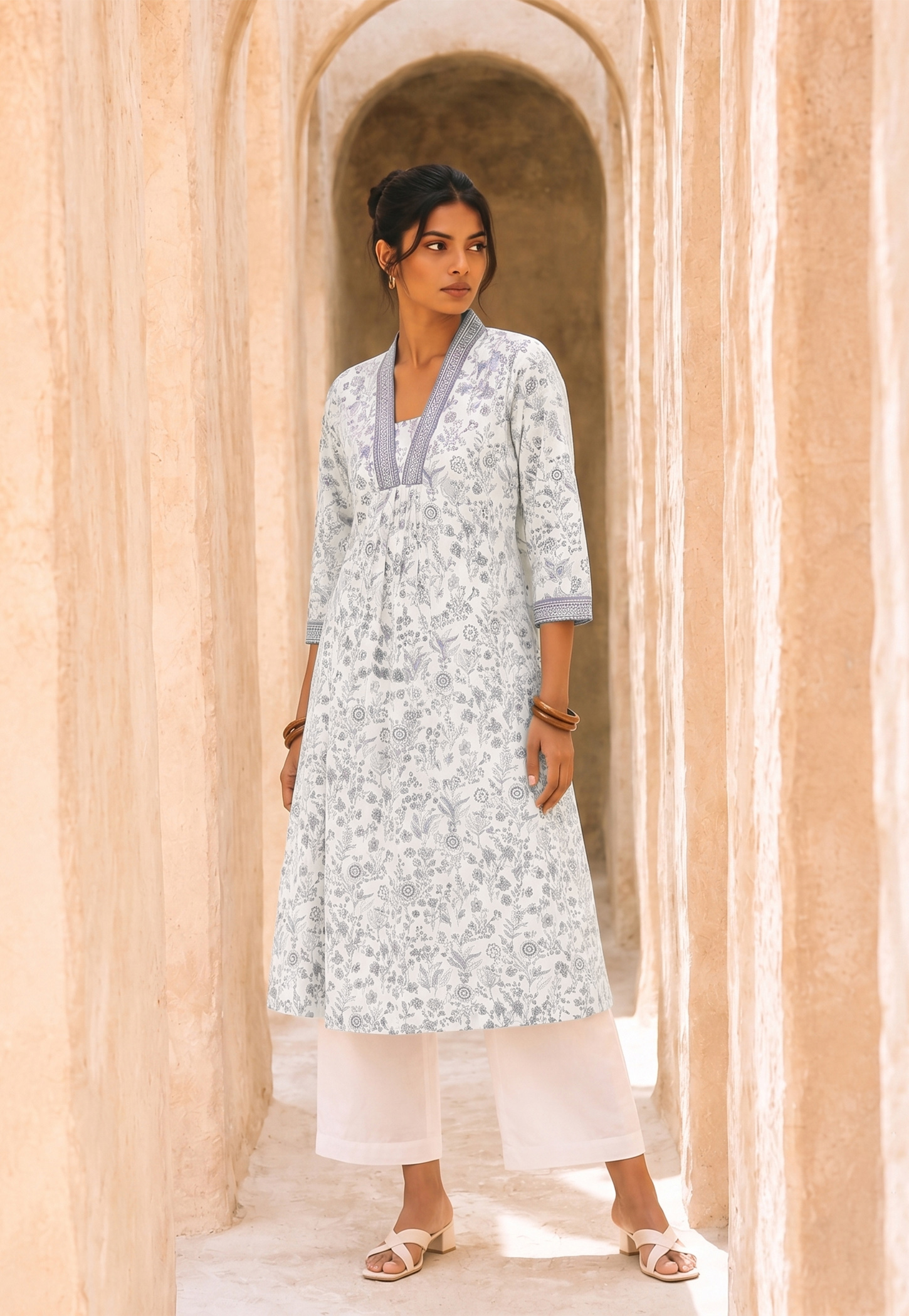 MELANGE Floral Print A-line Kurta-picture-39