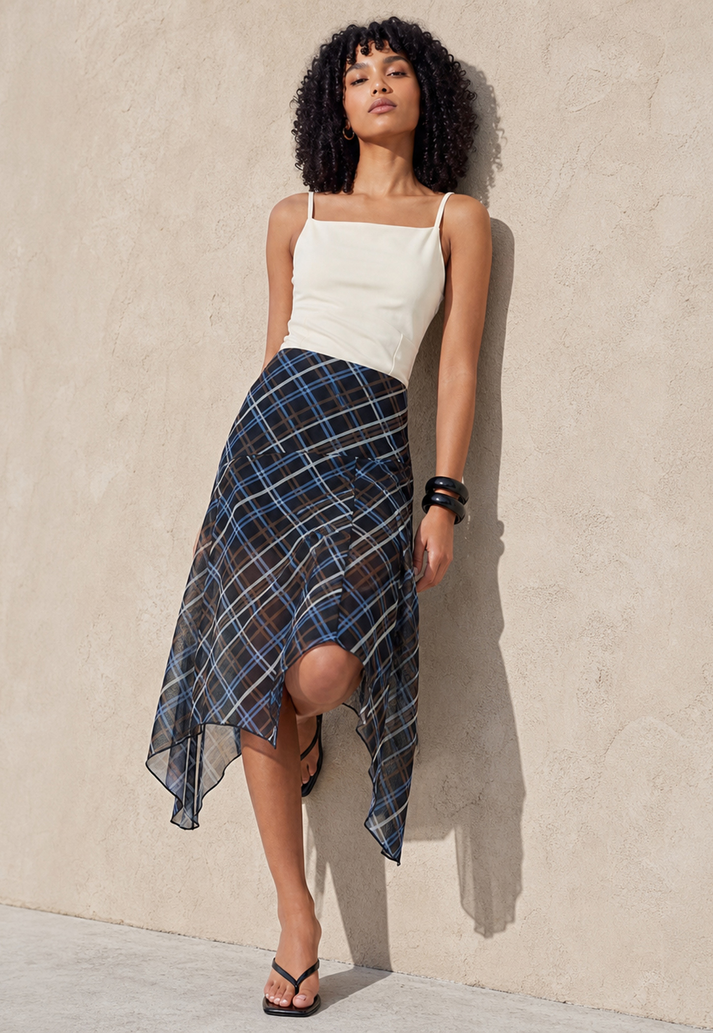 GINGER Checked Asymmetric Skirt-picture-19