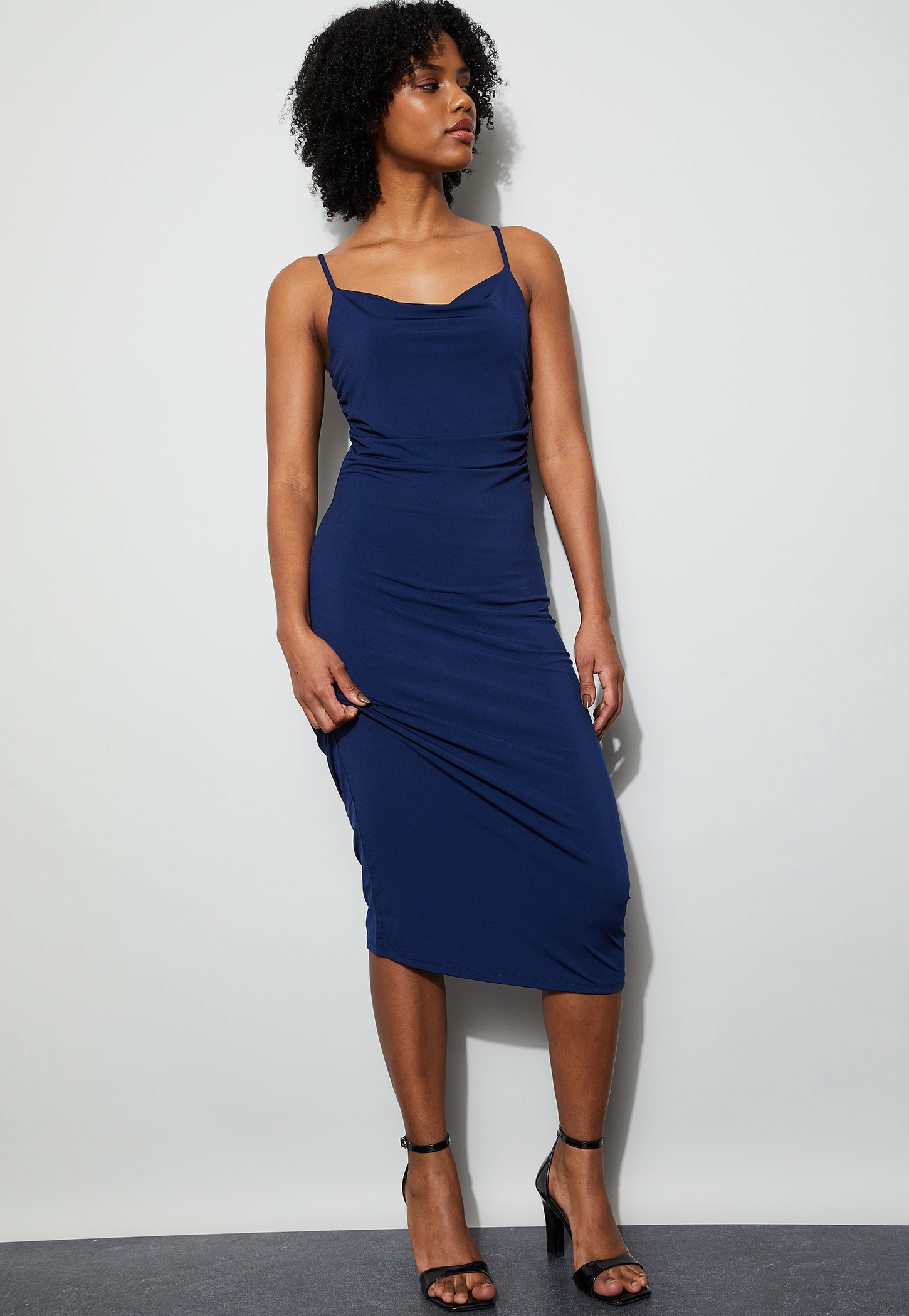 GINGER Solid Spaghetti Neck Midi Dress-picture-32