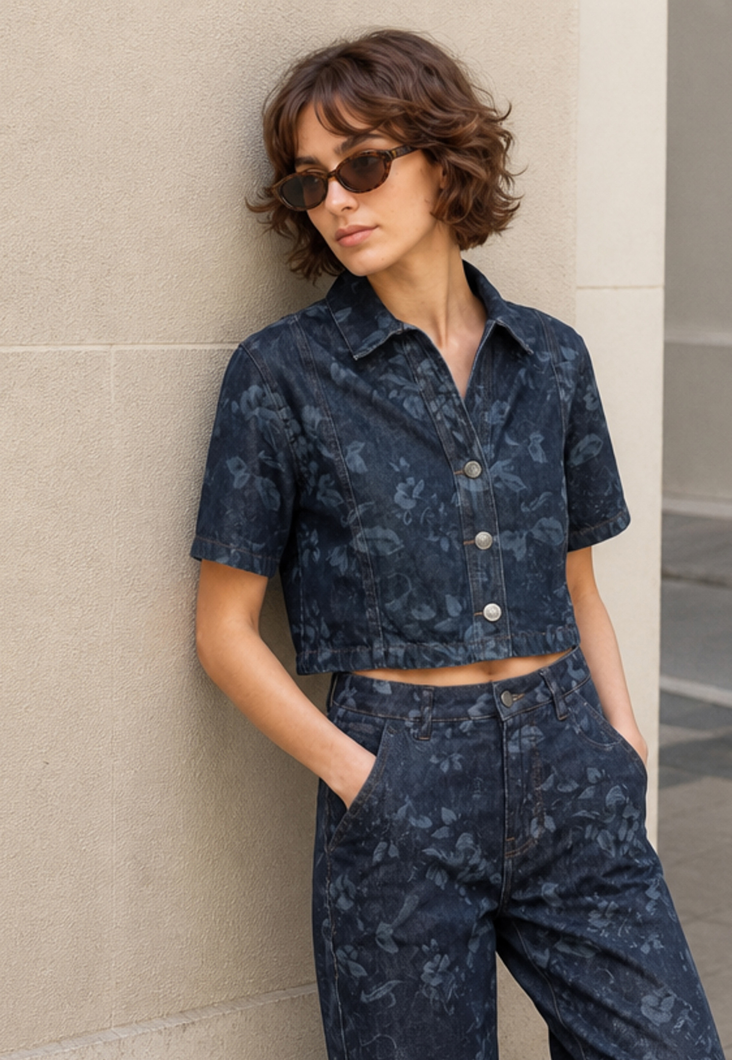 GINGER Floral Print Cropped Shirt-picture-43