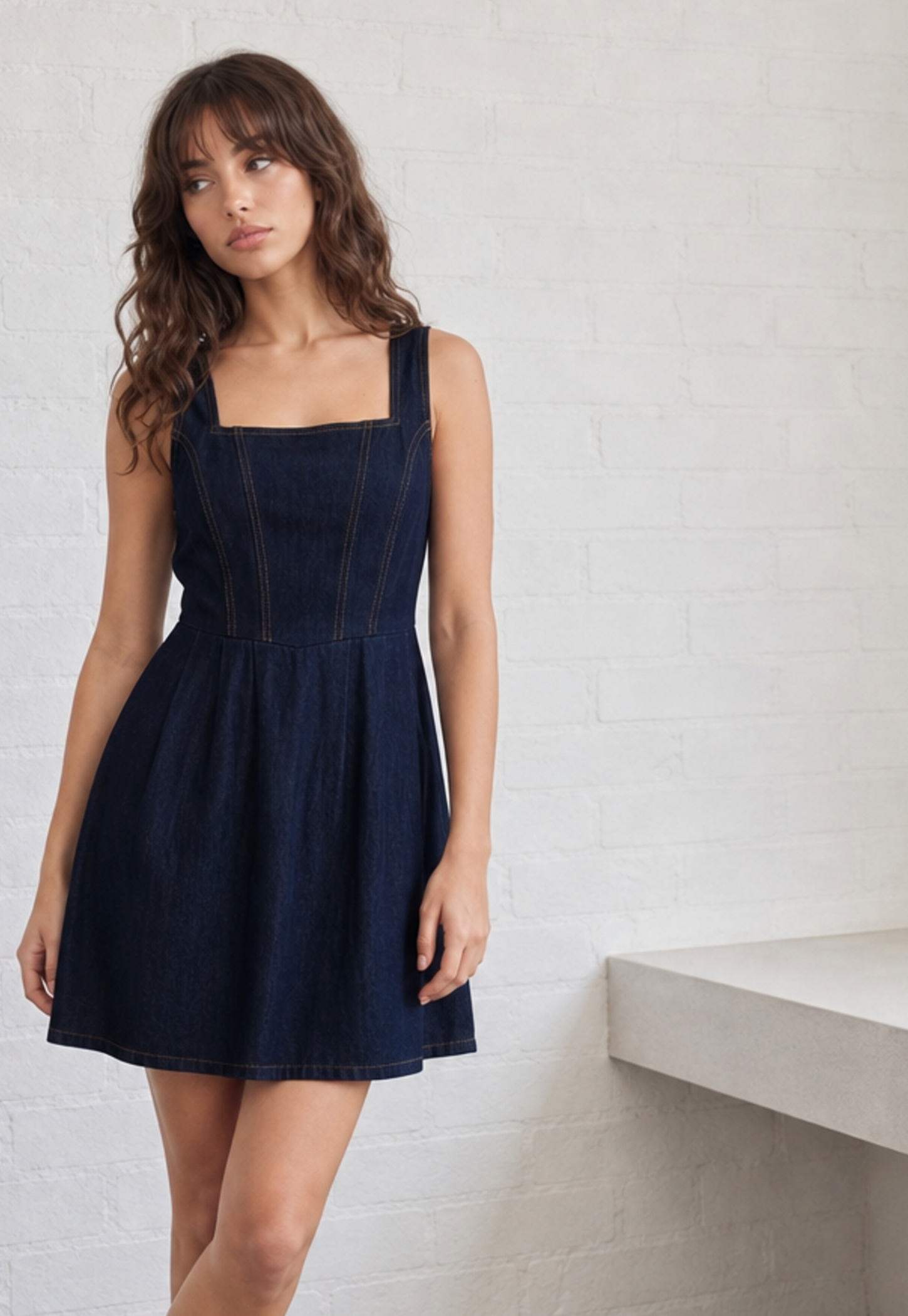 GINGER Solid Fit & Flare Dress-image-13