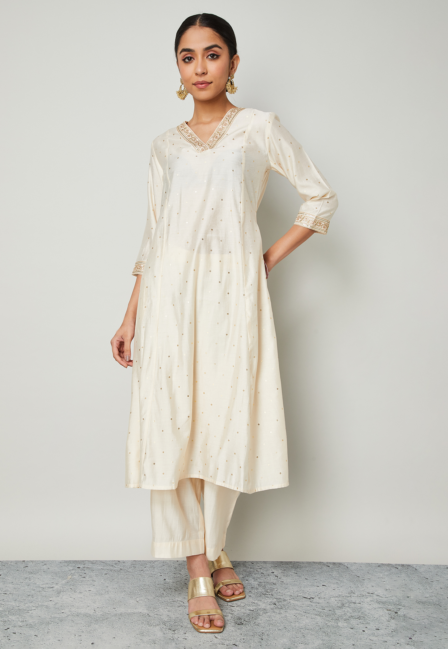 MELANGE Embroidered A-line Kurta-image-33