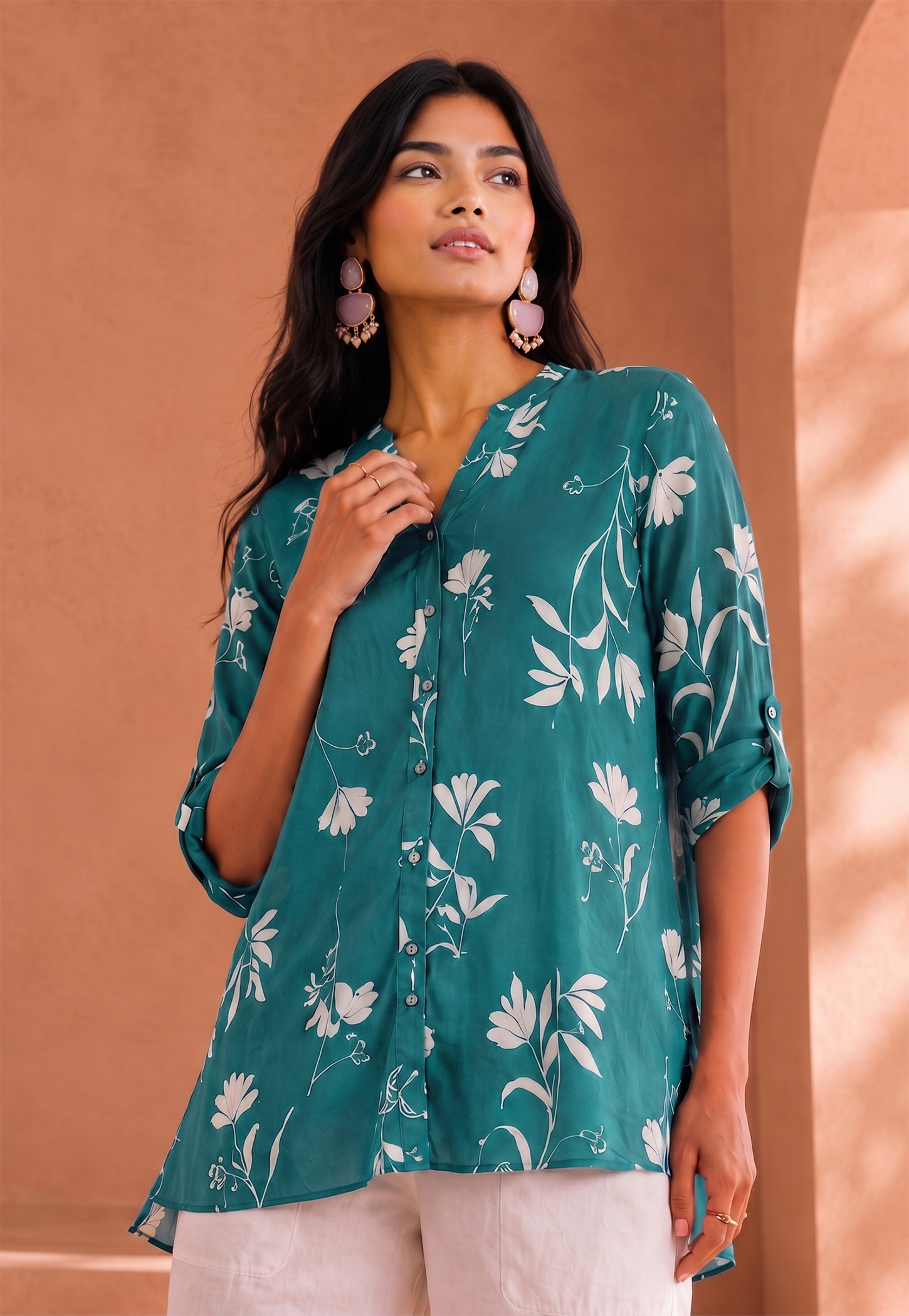 MELANGE Floral Print Straight Kurti-picture-45