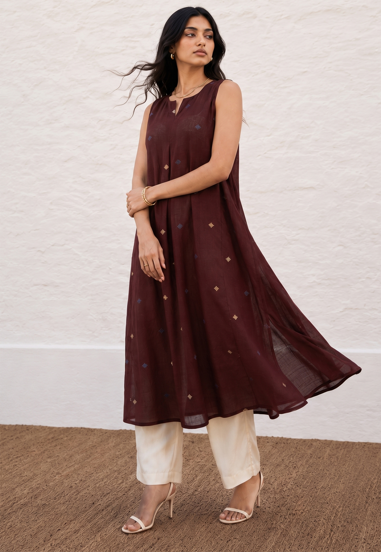 MELANGE Woven Sleeveless Anarkali Kurta-picture-24