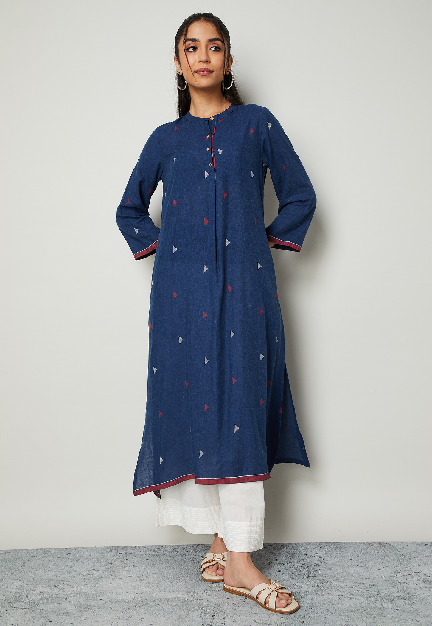 MELANGE Geometric Print Straight Kurta-image-40
