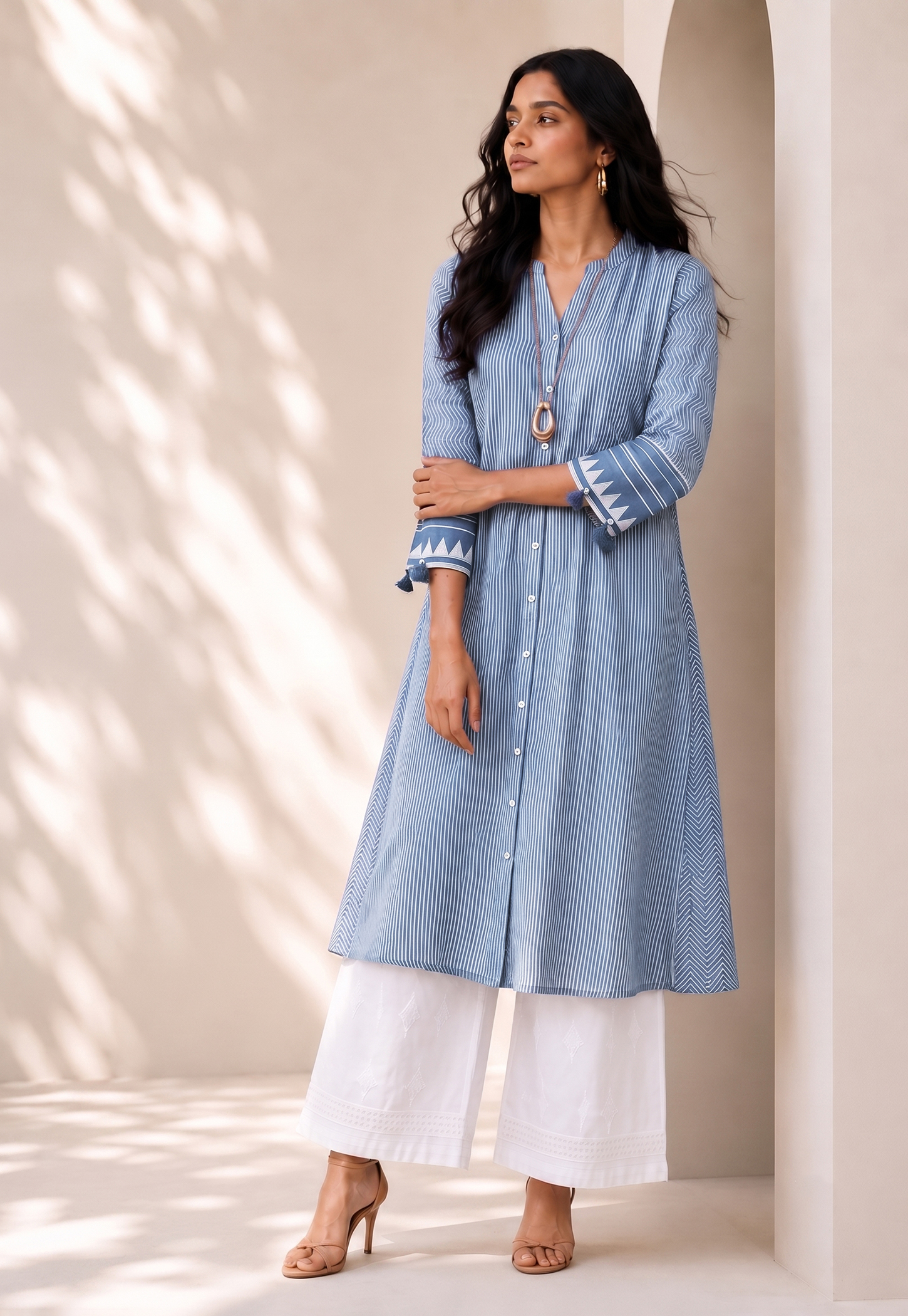 MELANGE Striped A-Line Kurta-picture-26