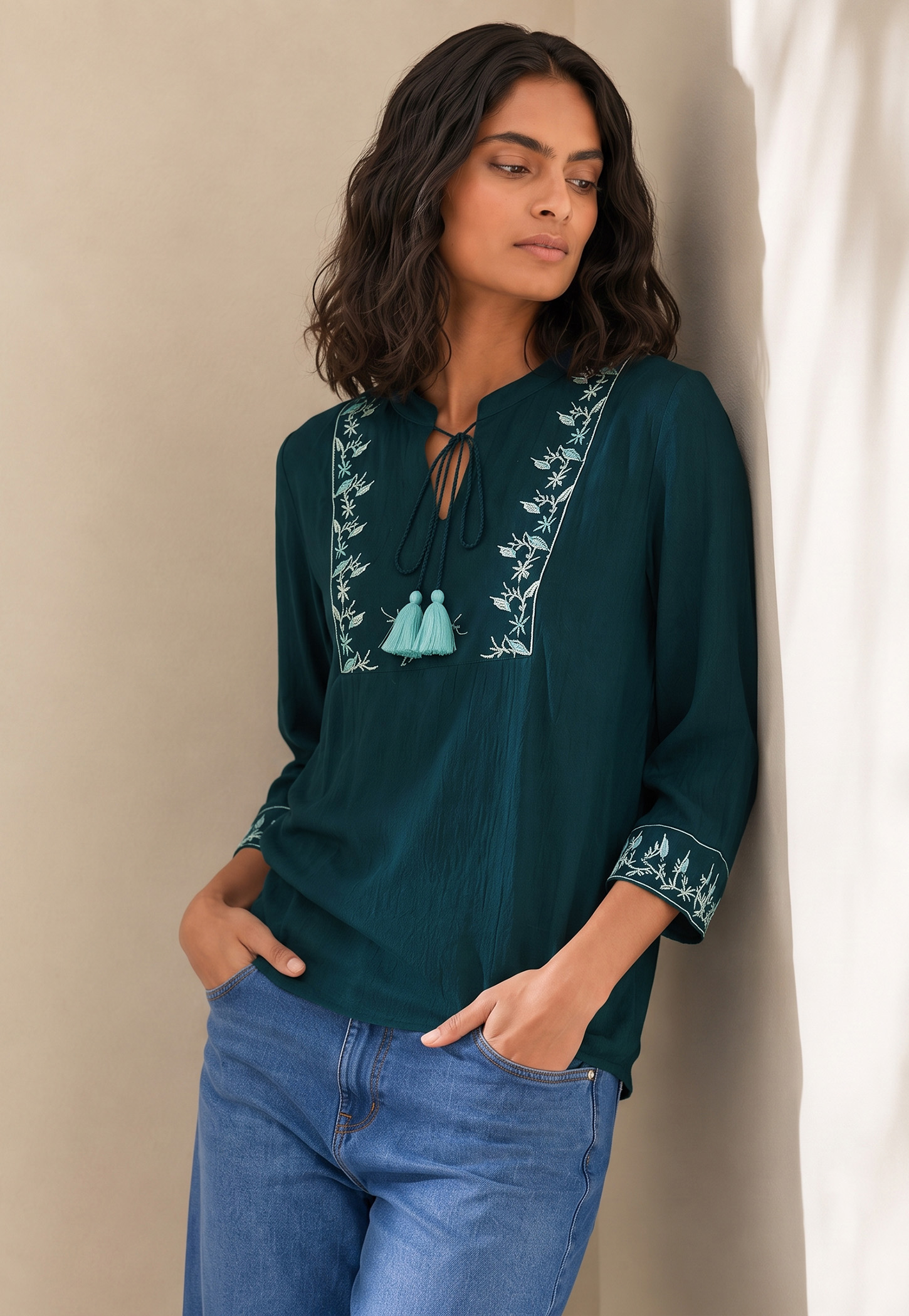 COLOUR ME Embroidered Tie-Up Top-picture-30