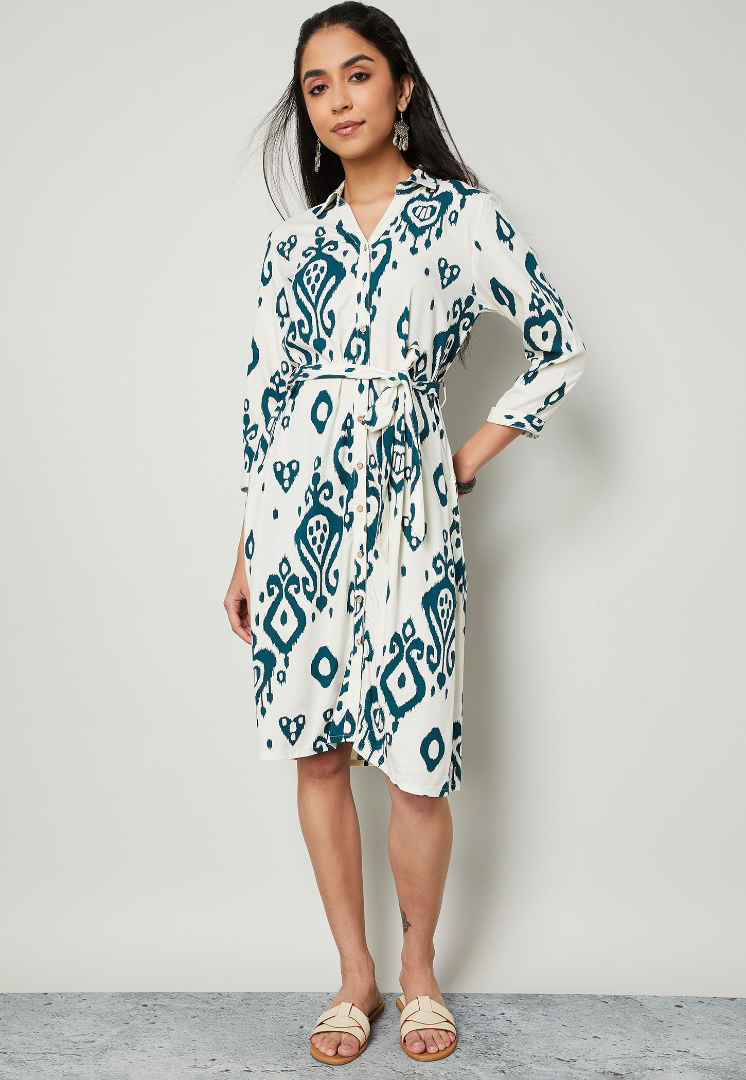 COLOUR ME BY MELANGE Ethnic Motif Midi Dress-picture-38