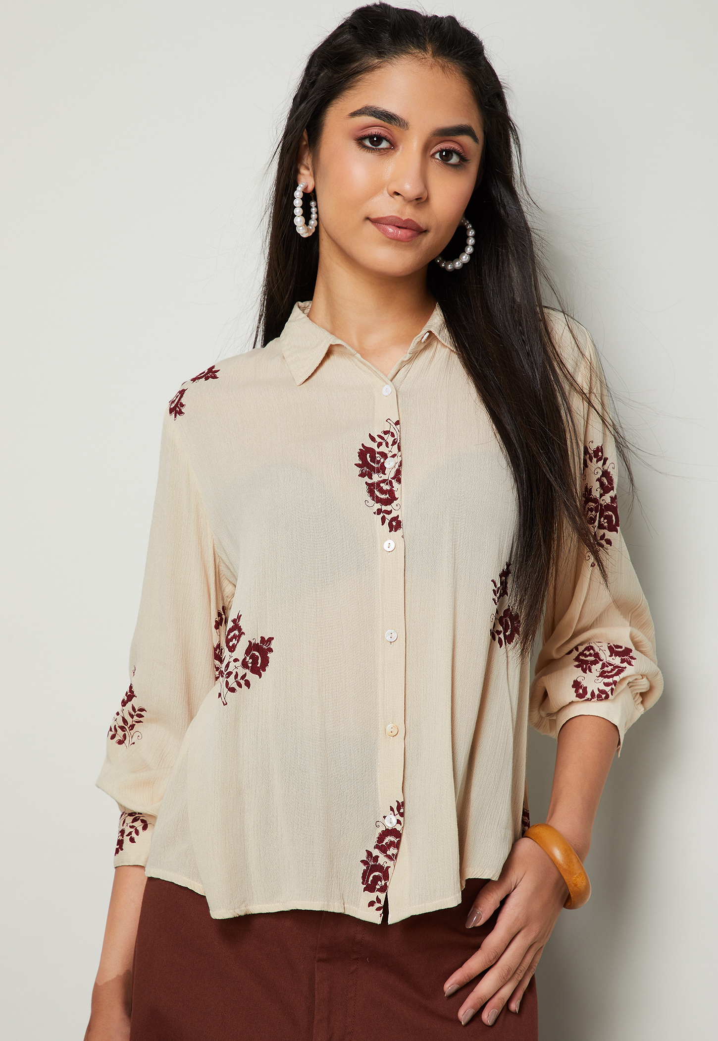 COLOUR ME BY MELANGE Embroidered Shirt Top-picture-16