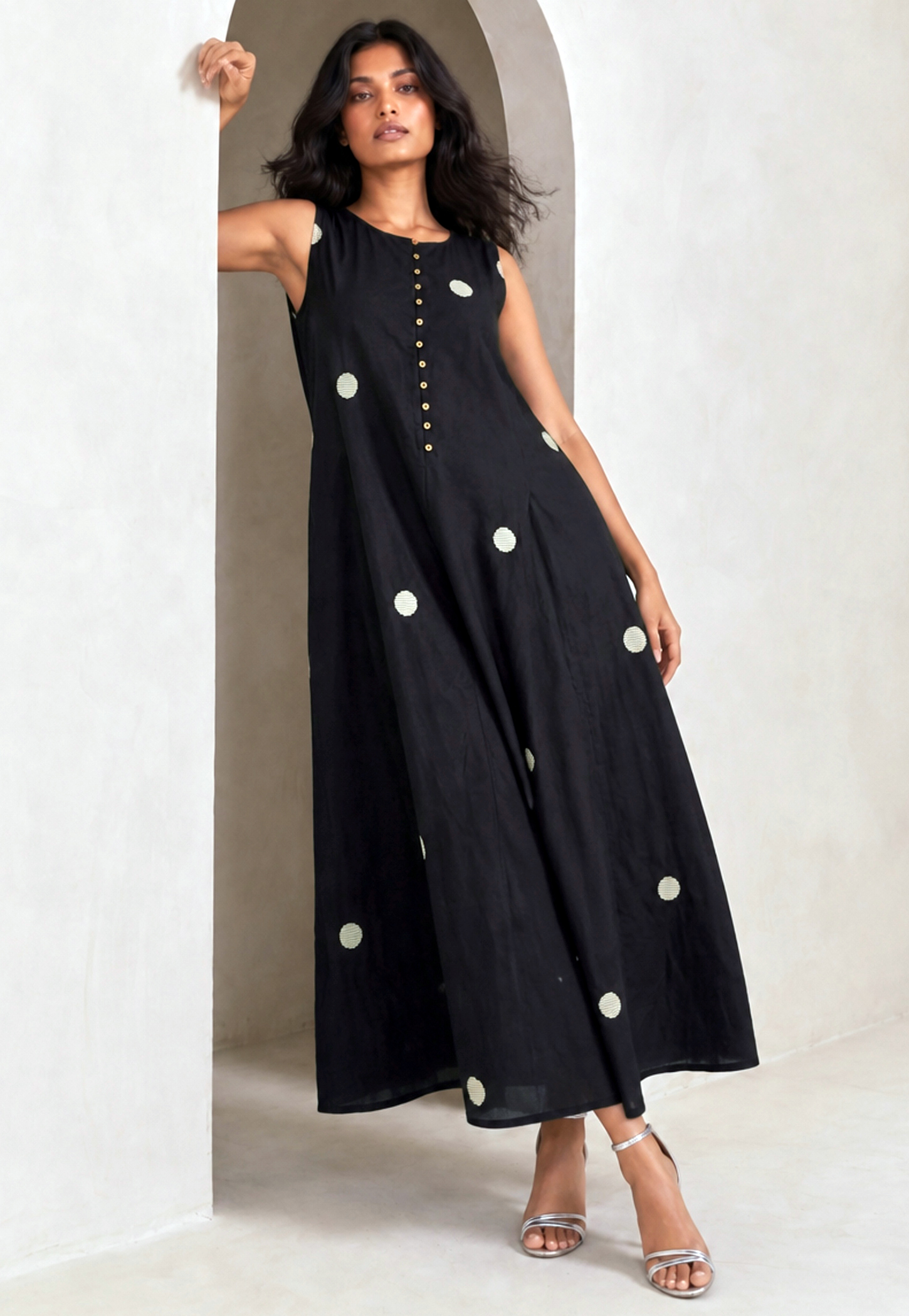 COLOUR ME Embroidered A-Line Maxi Dress-picture-35