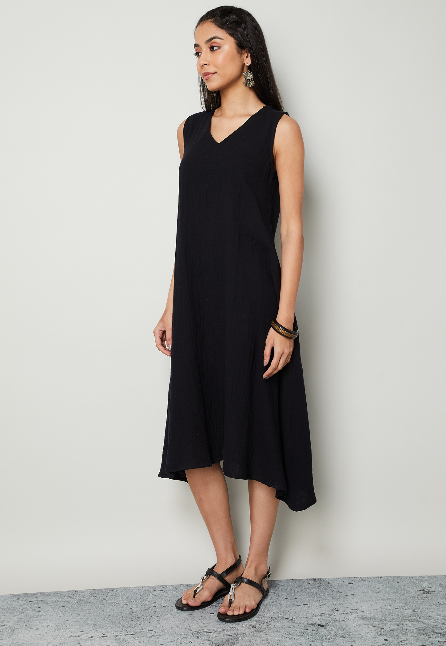COLOUR ME BY MELANGE Solid A-line Midi Dress-image-22