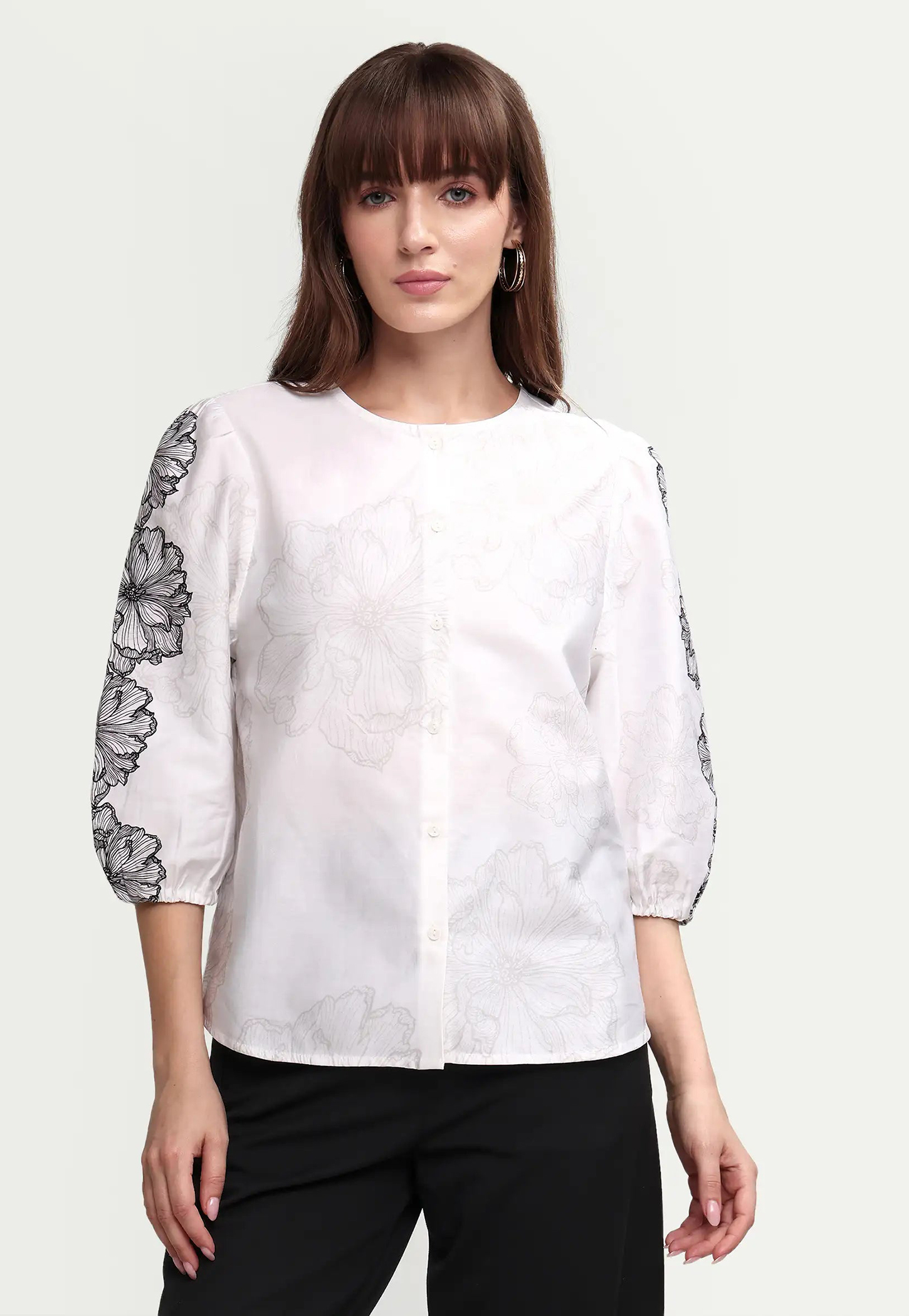 RAREISM Printed Button Top-picture-17
