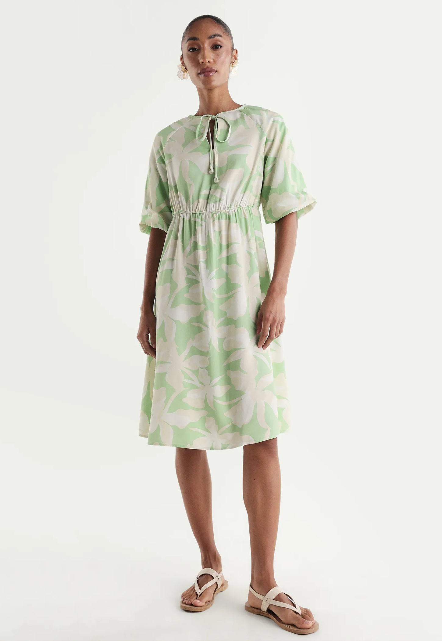 RAREISM Floral Print Tie-Up Midi Dress-picture-18