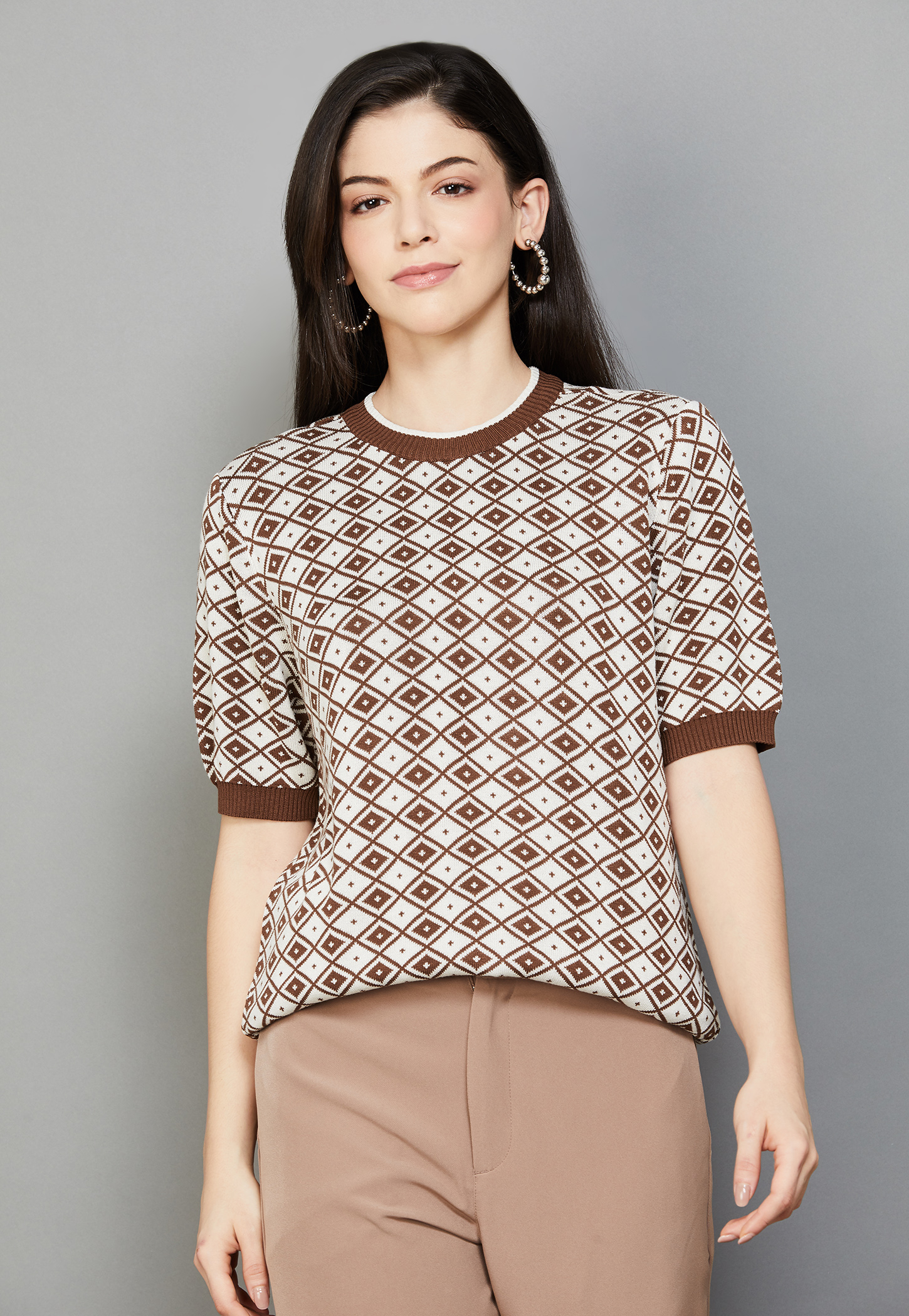 VAN HEUSEN Check Knit Top-image-48