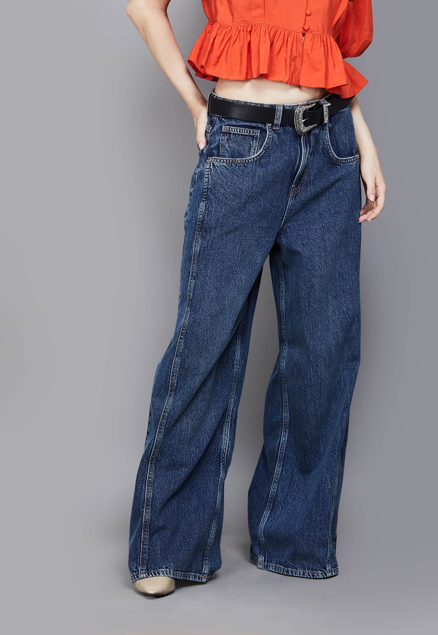 ONLY Solid Wide Leg Jeans-picture-12