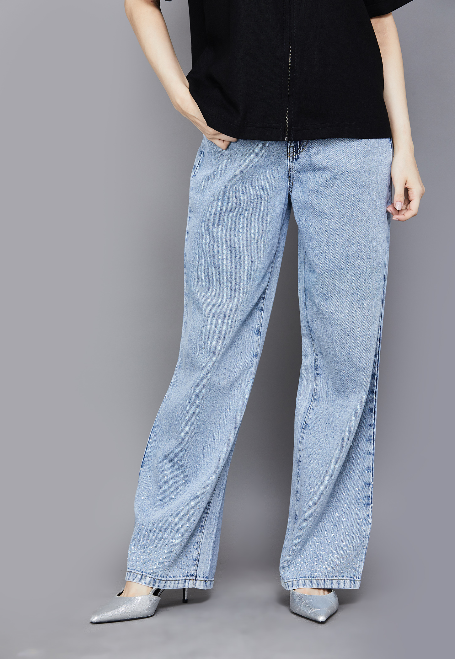KRAUS Solid Wide Leg Jeans-picture-29