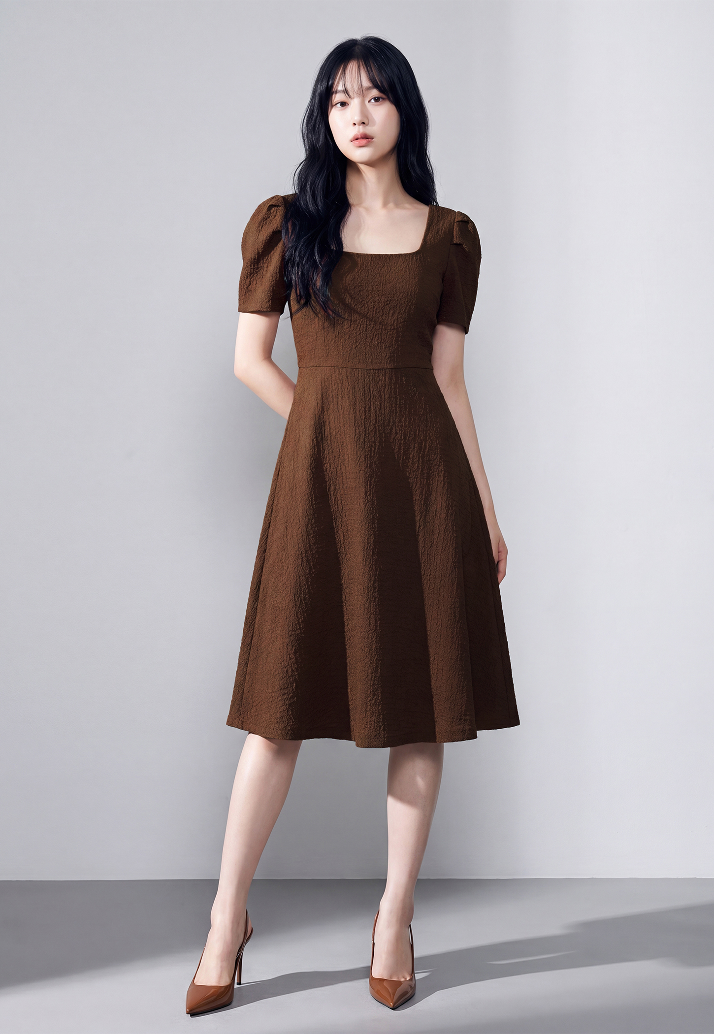 CODE Textured A-Line Dress-picture-50