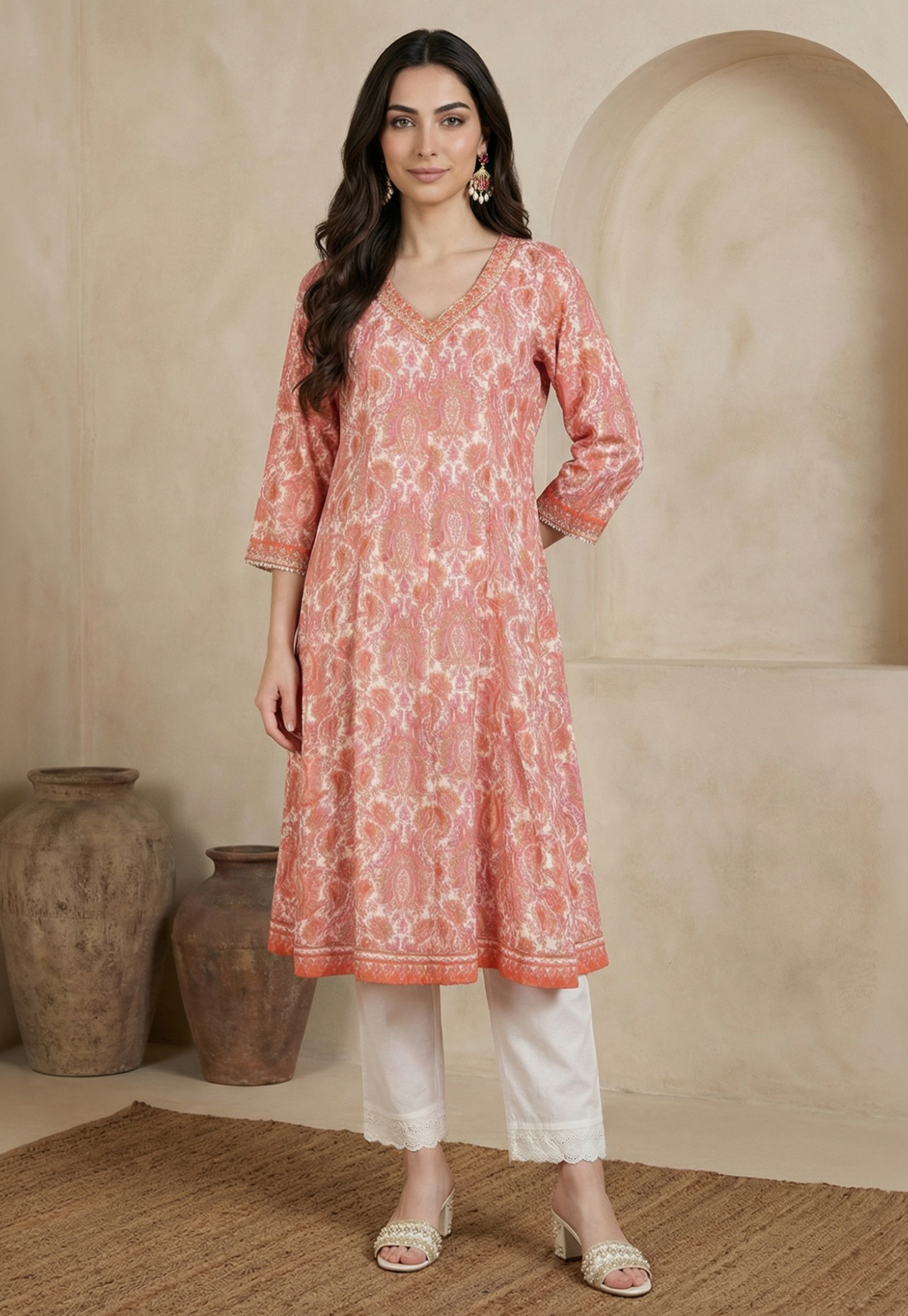 W Paisley Print Embellished Flared Kurta-picture-29