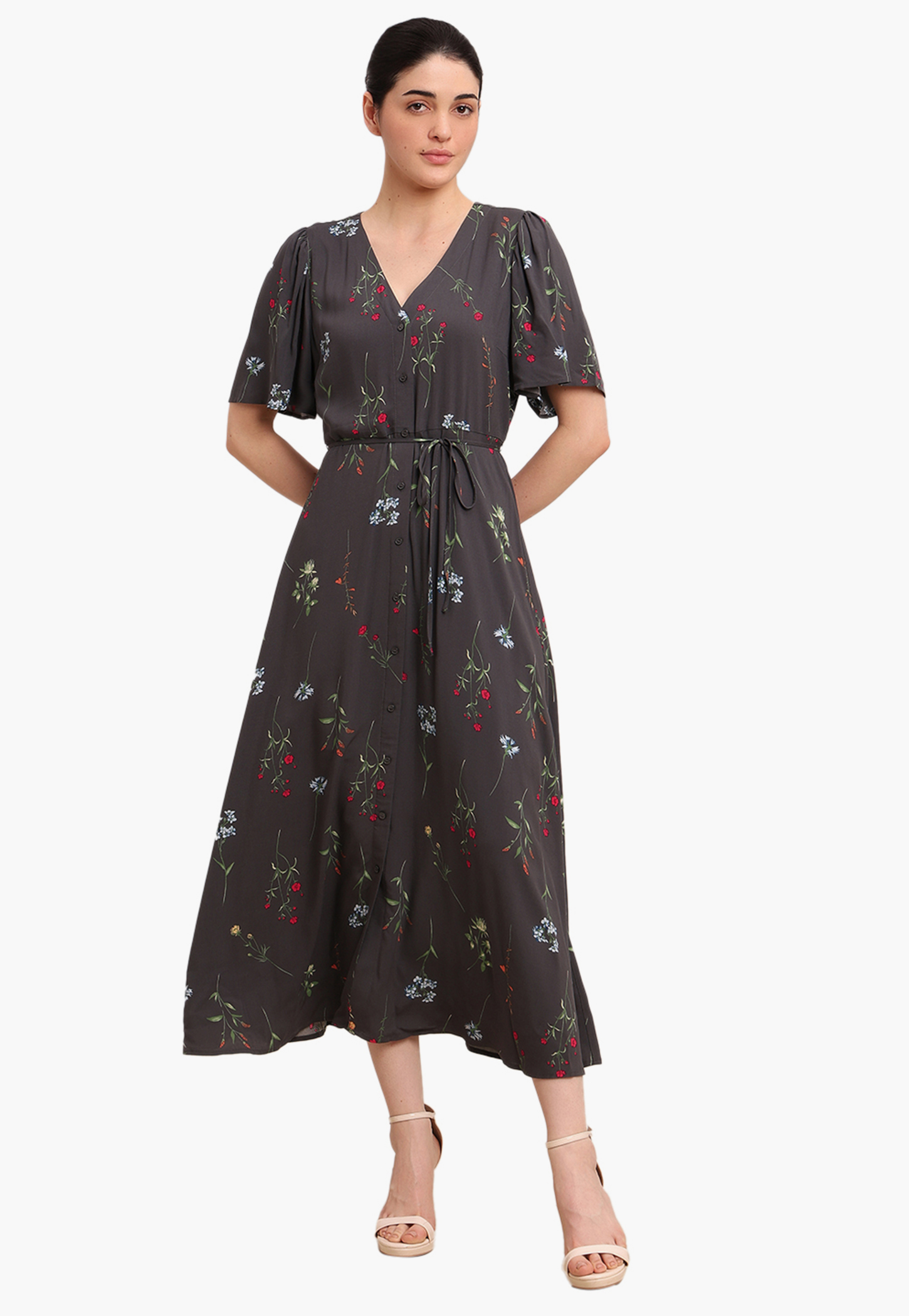 VERO MODA Floral Print Buttoned Midi Dress-picture-48